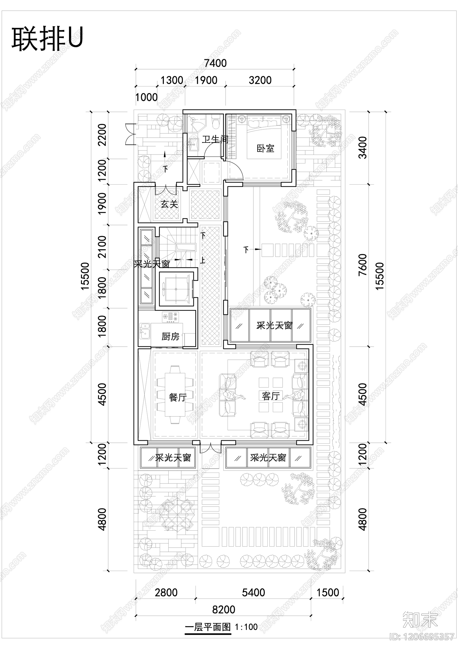 现代新中式别墅建筑施工图下载【ID:1206695357】