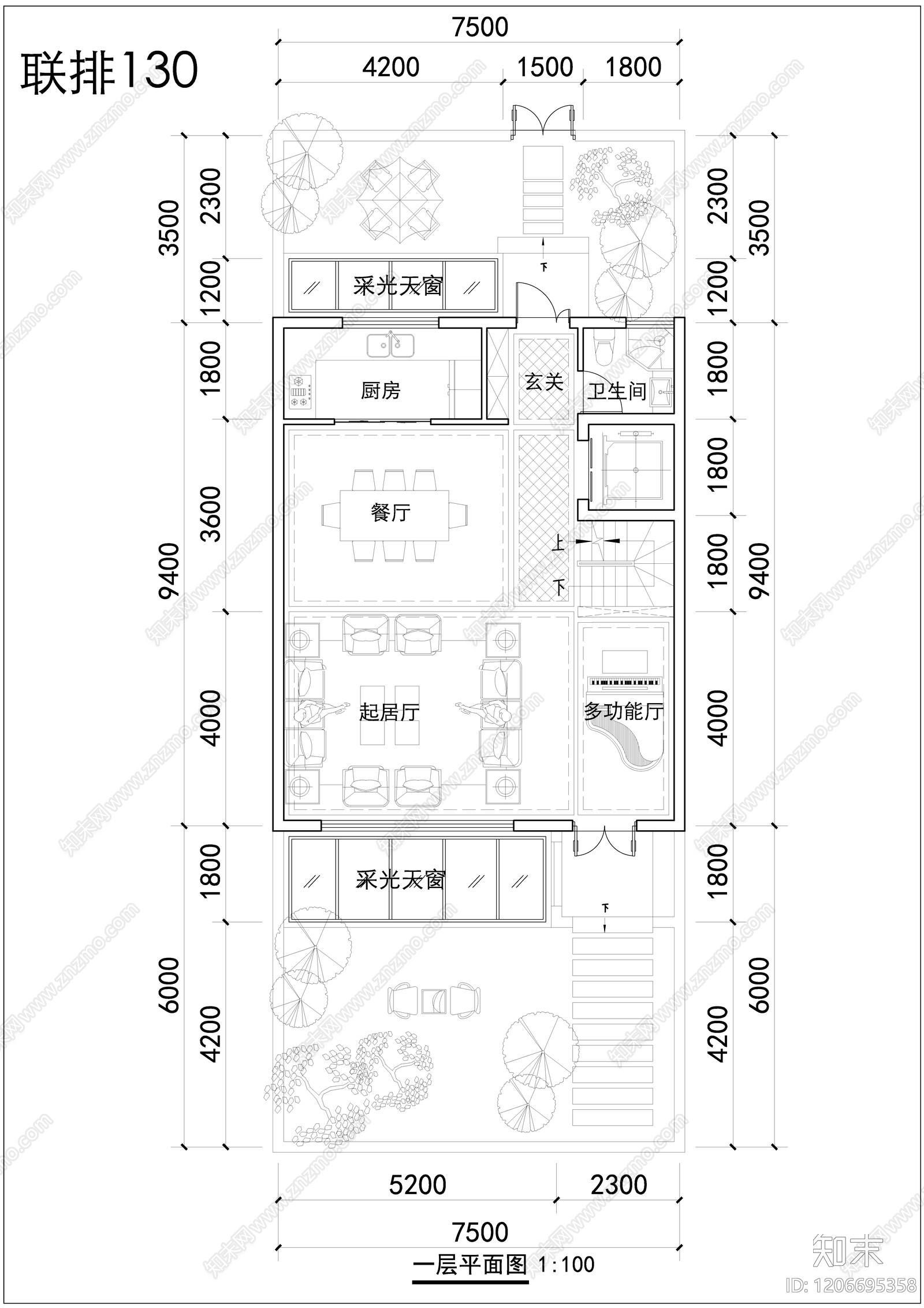 现代新中式别墅建筑施工图下载【ID:1206695358】