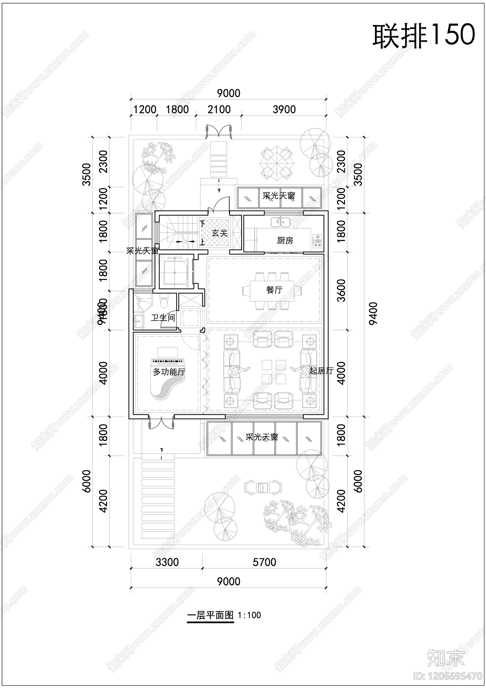 现代新中式别墅建筑施工图下载【ID:1206695470】