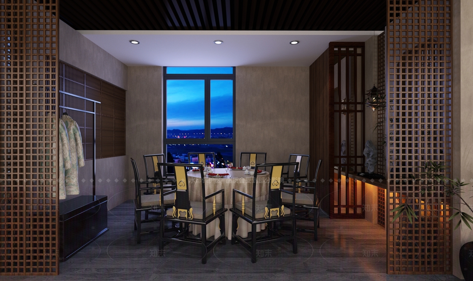 新中式中餐厅3D模型下载【ID:1206697425】