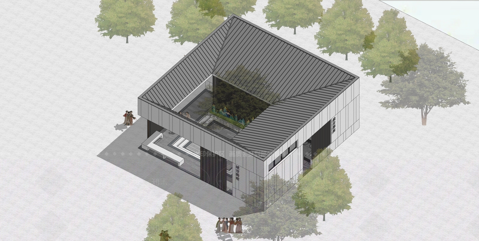 新中式现代小公建SU模型下载【ID:1206698985】