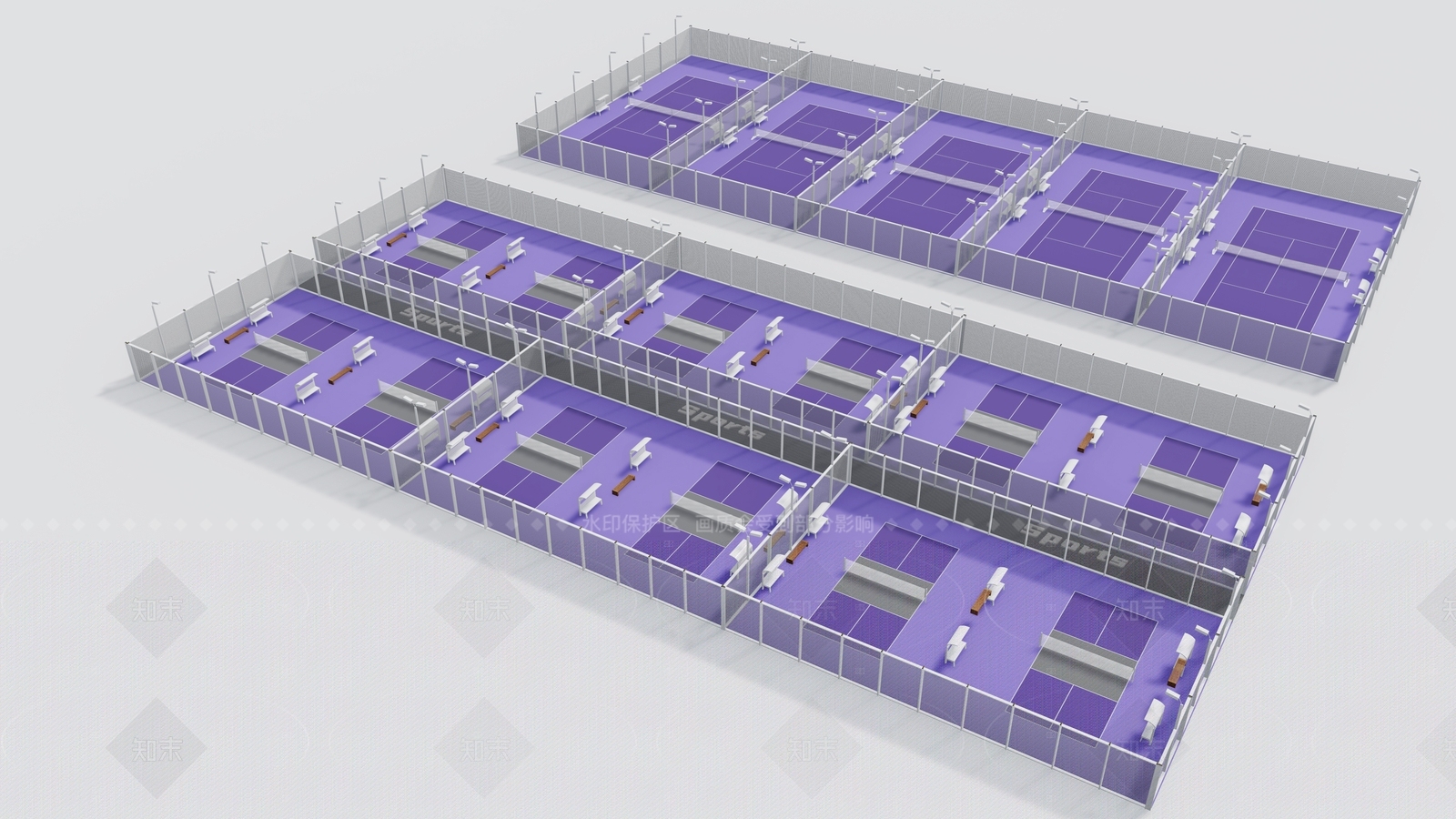 现代网球场SU模型下载【ID:1206699130】