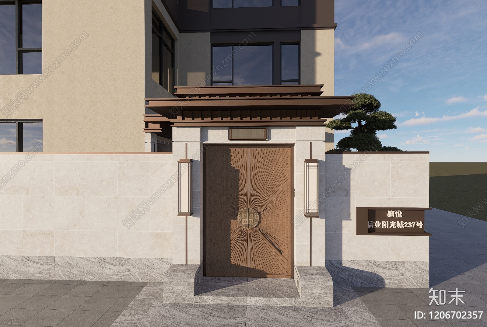 新中式庭院cad施工图下载【ID:1206702357】