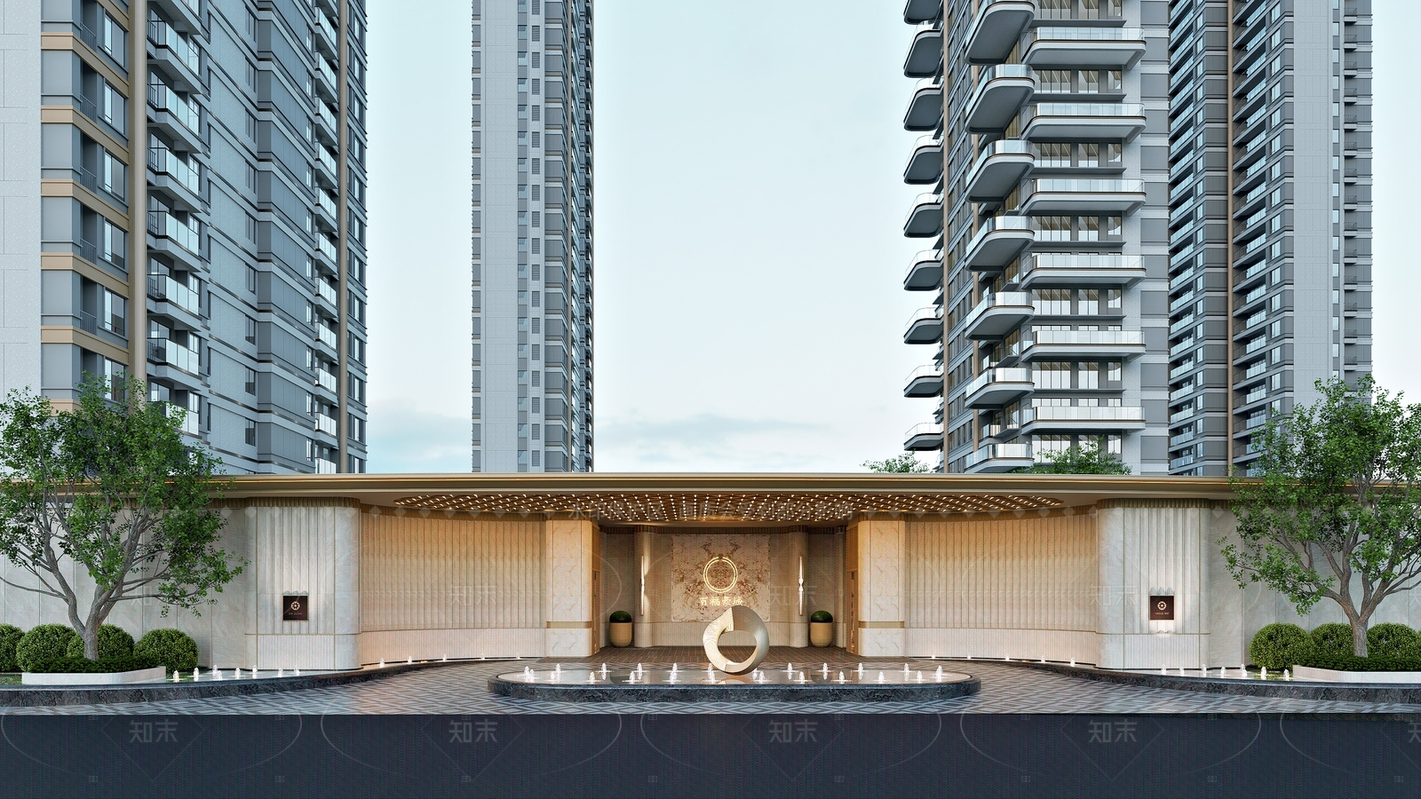 现代简约小区景观SU模型下载【ID:1206704577】