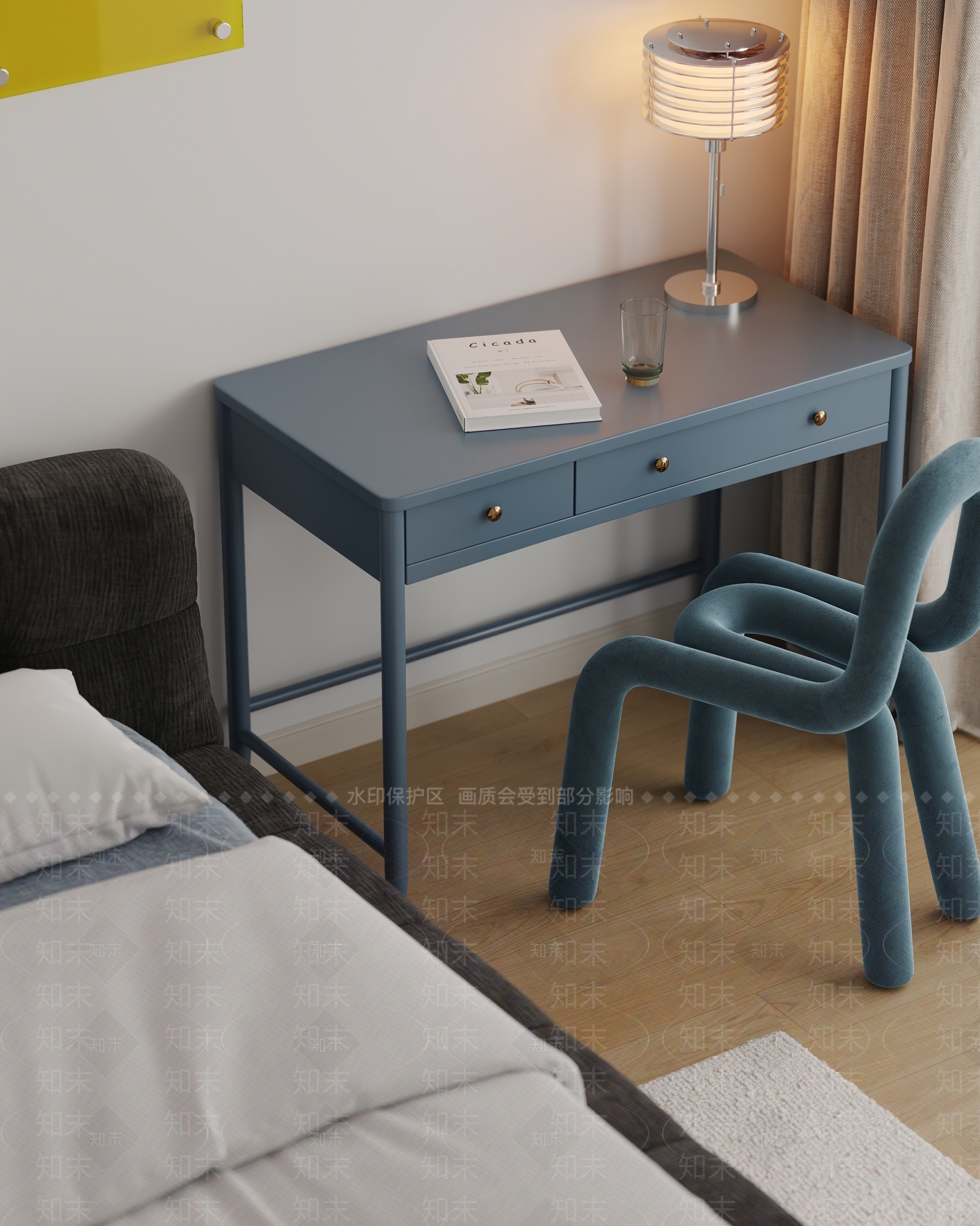 深色软包双人床双人床3D模型下载【ID:1227561101】
