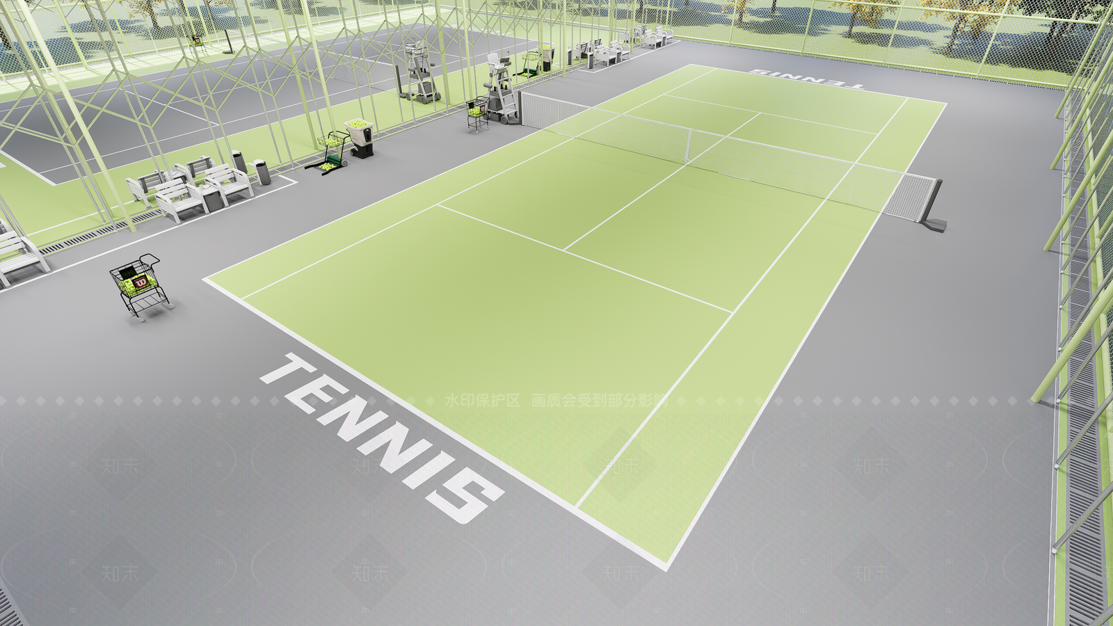现代网球场SU模型下载【ID:1206710476】