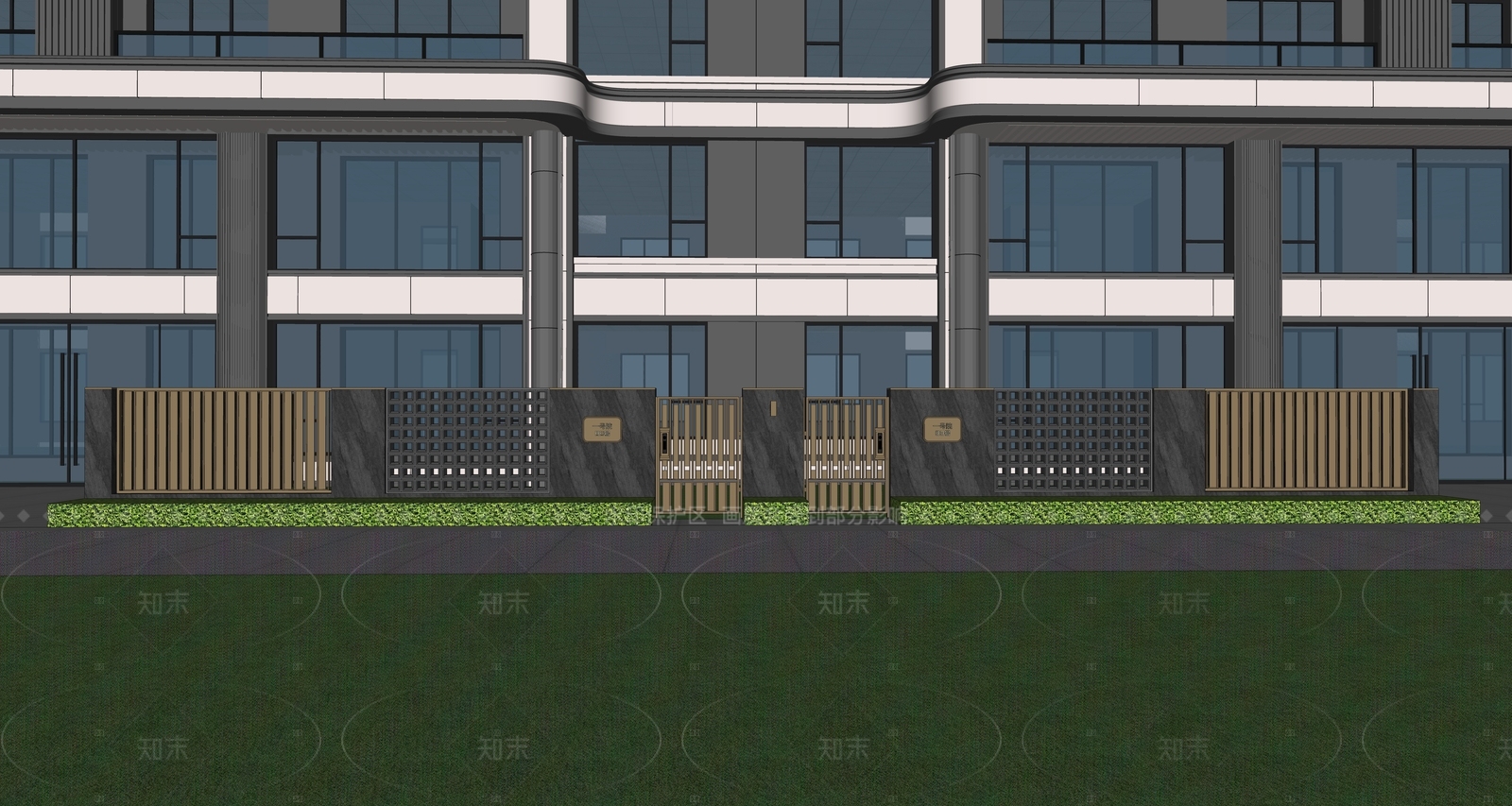 现代新中式围墙SU模型下载【ID:1206710500】