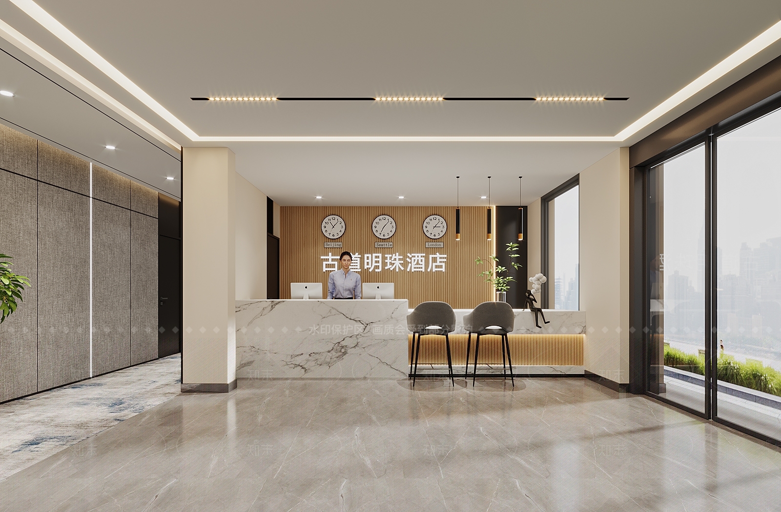 现代酒店大堂3D模型精品下载_3dmax模型_知末网