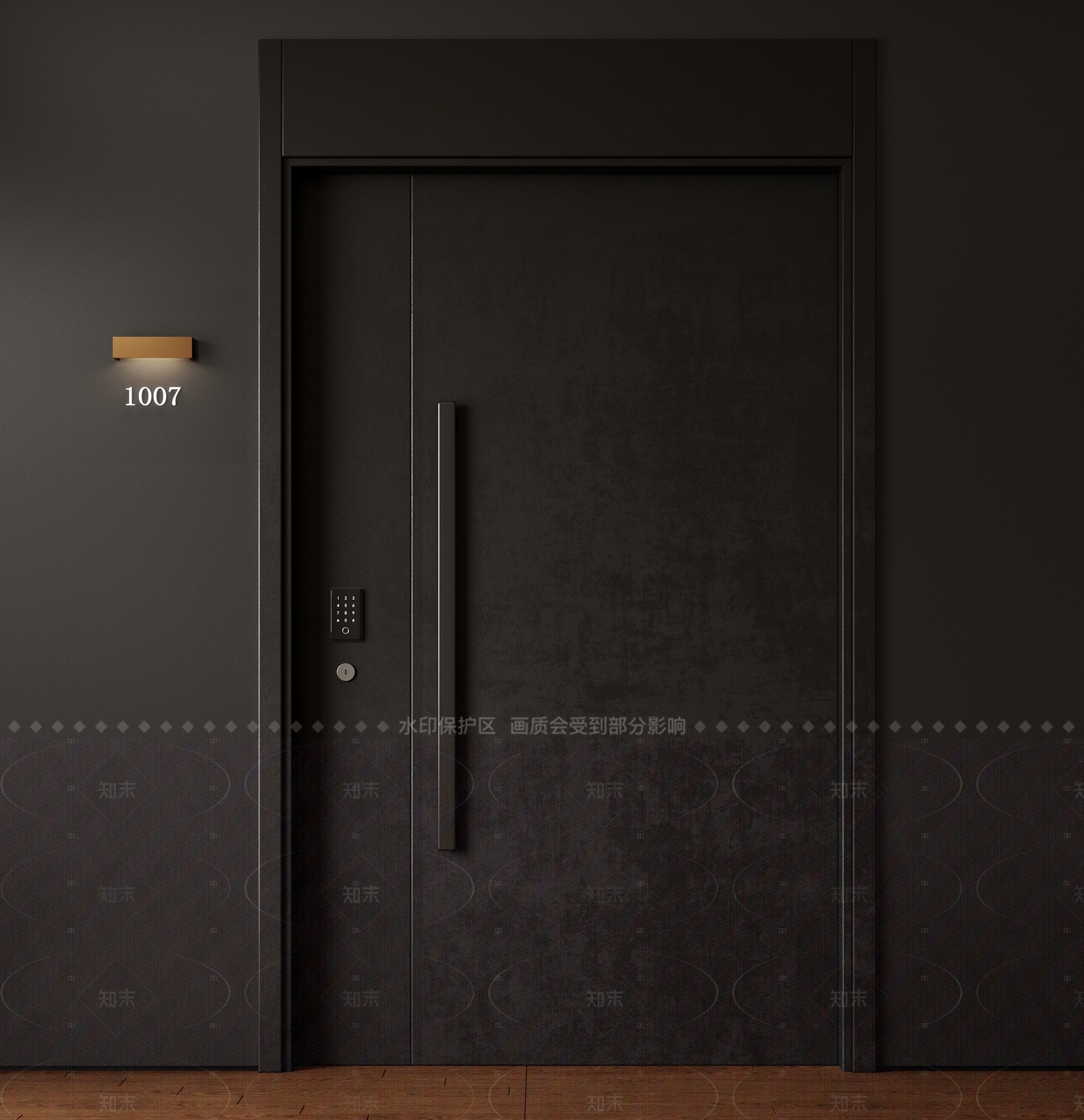现代极简单开门3D模型下载【ID:1206713693】