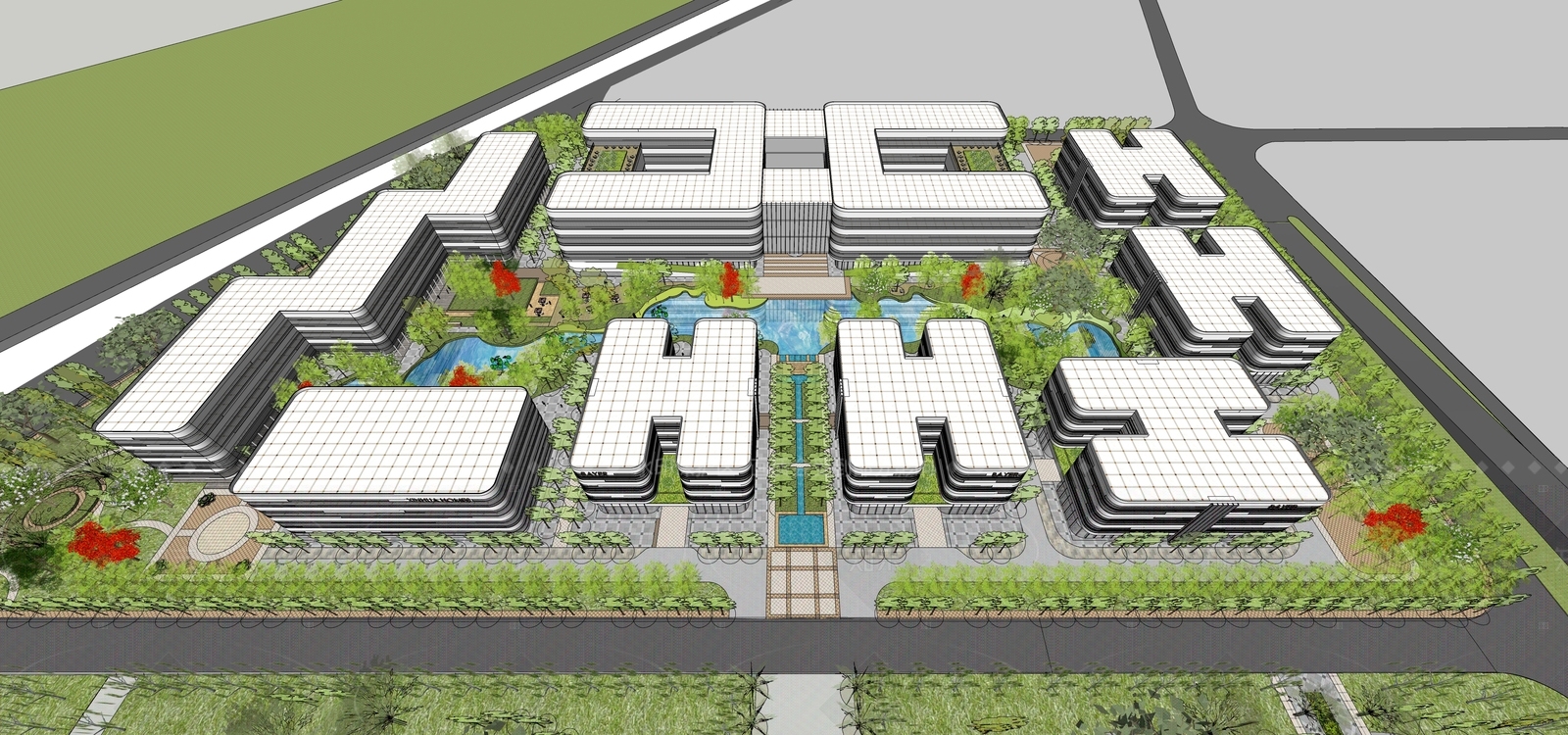 现代产业园办公楼SU模型下载【ID:1206714638】