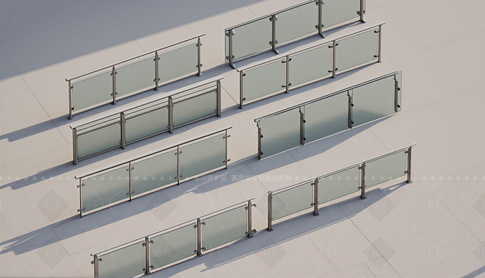 现代栏杆扶手3D模型下载【ID:1206716303】