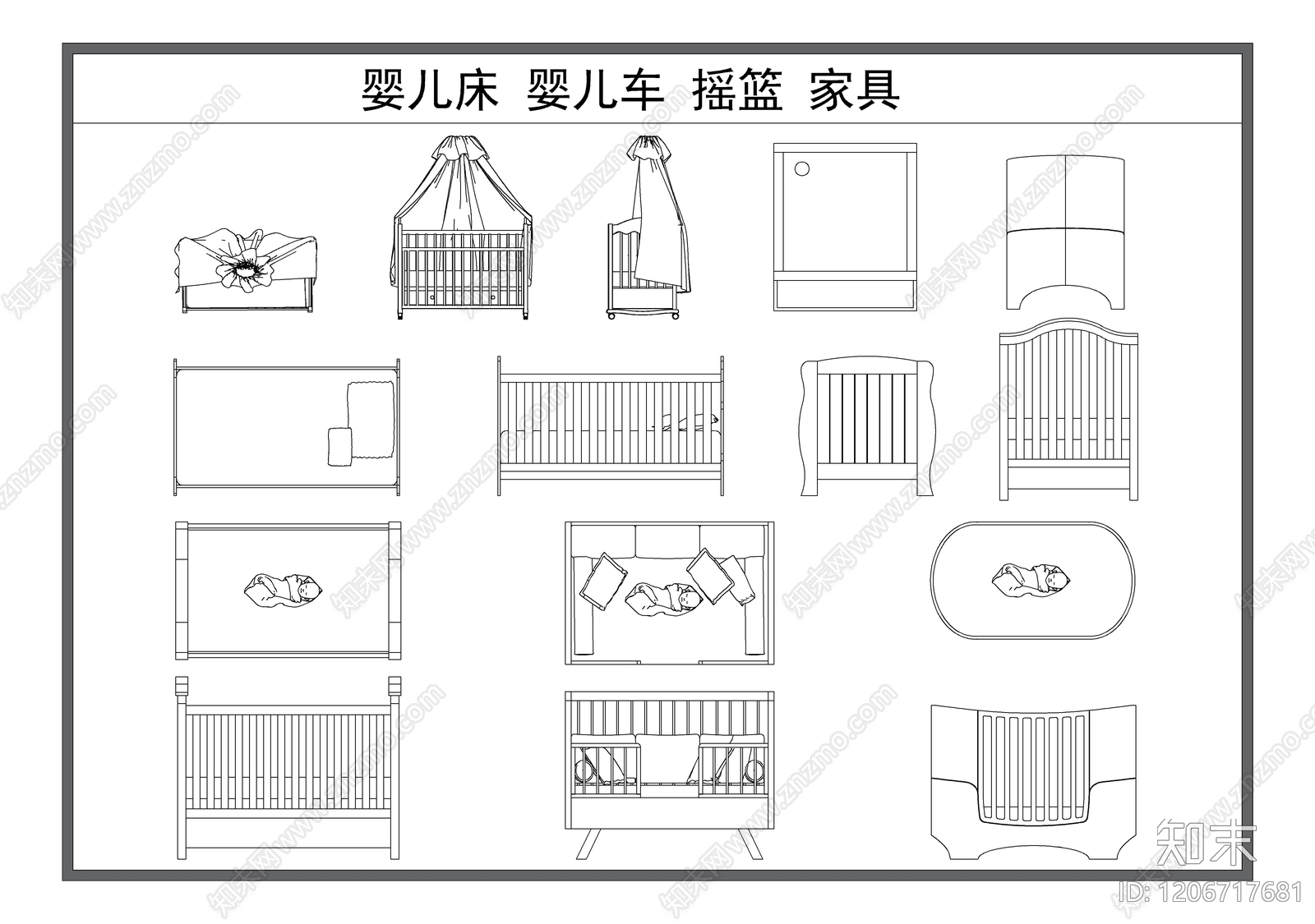 现代床施工图下载【ID:1206717681】