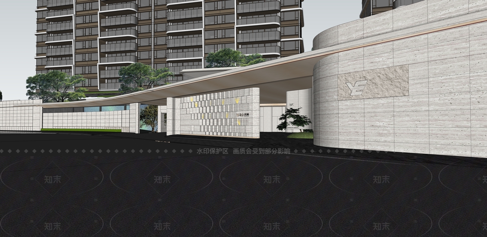 简约极简小区景观SU模型下载【ID:1206718892】