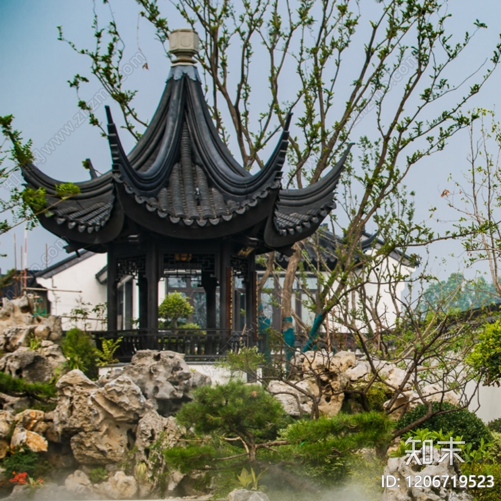 新中式中式亭子cad施工图下载【ID:1206719523】