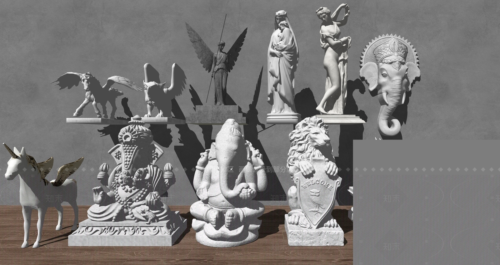 法式美式雕塑SU模型下载【ID:1206791250】