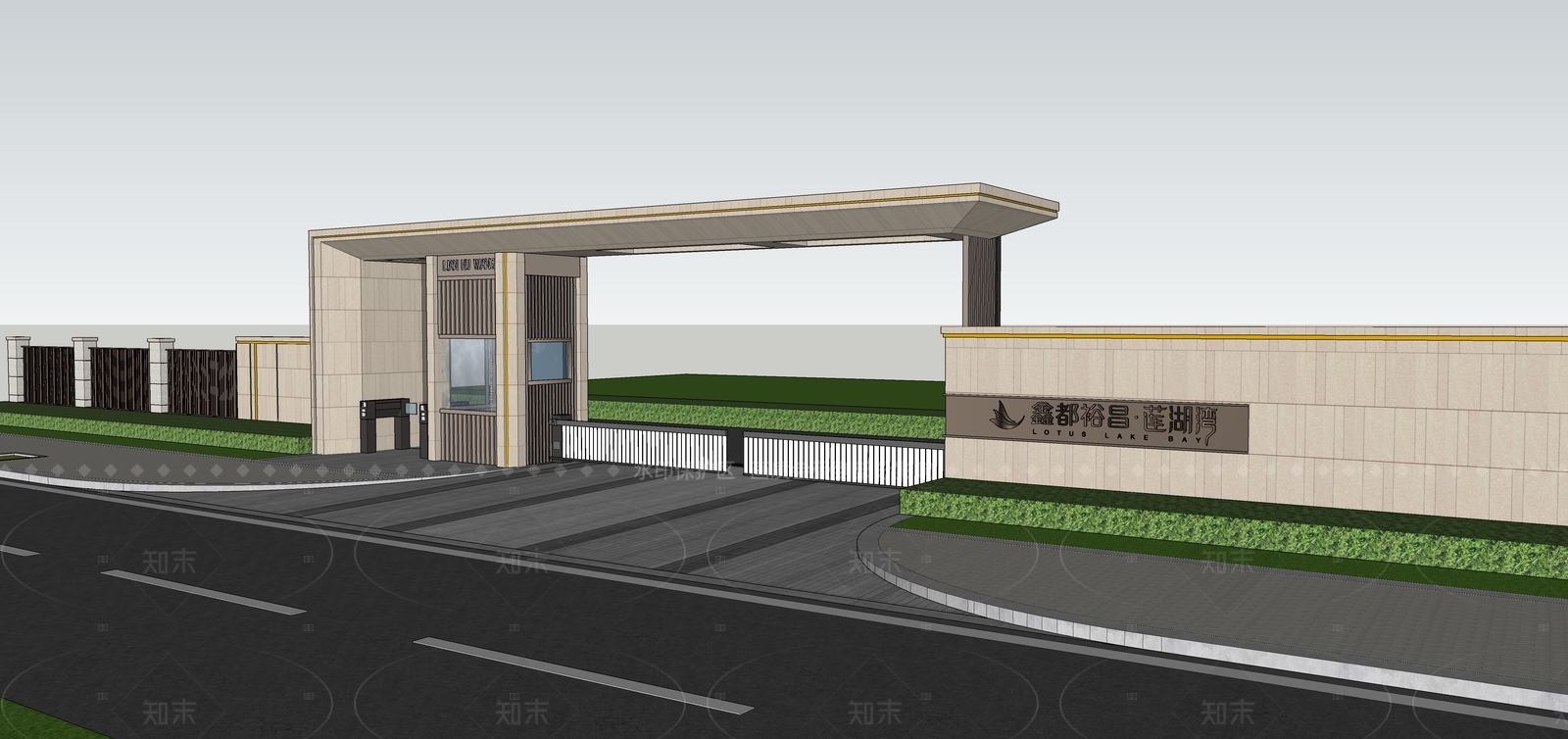 现代入口大门SU模型下载【ID:1206719944】