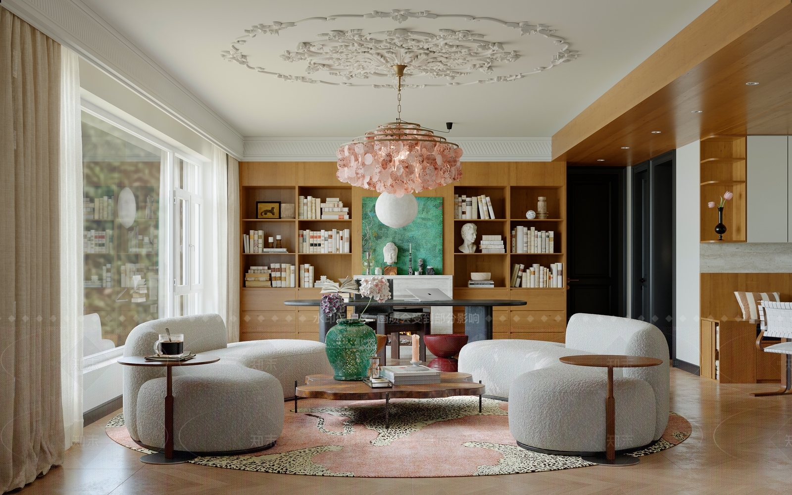 复古法式大平层客餐厅3D模型下载【ID:1206720311】