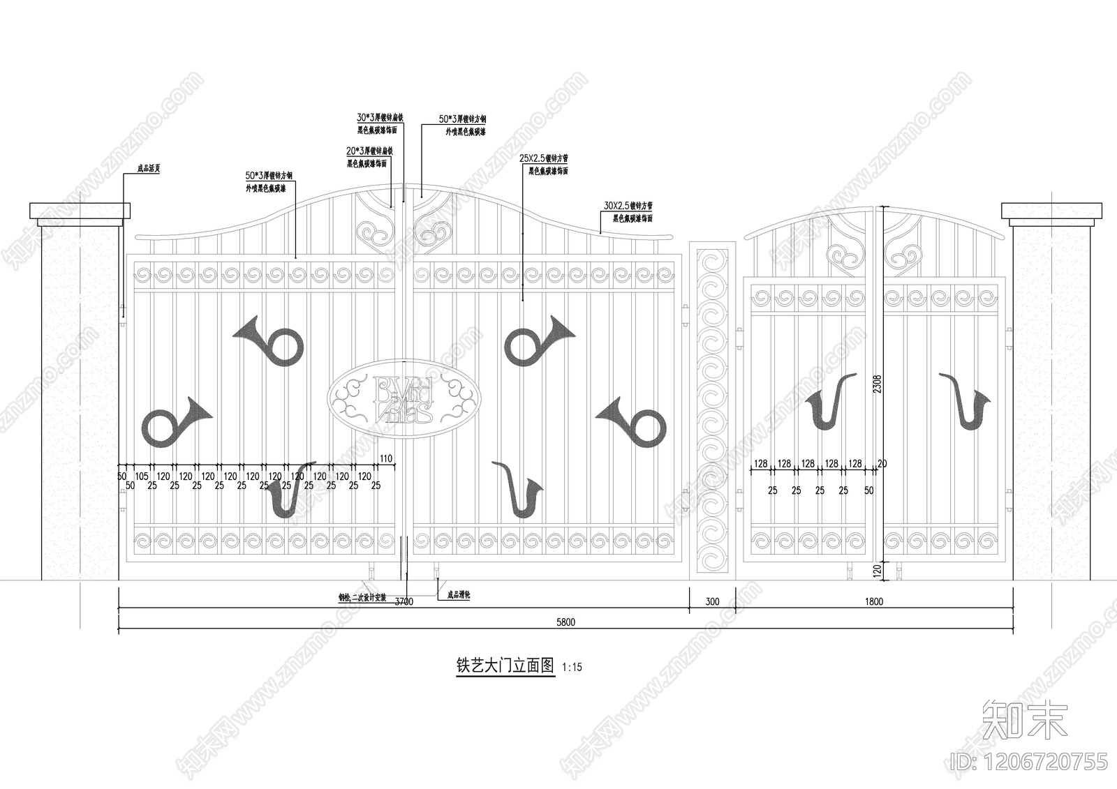 立面图施工图下载【ID:1206720755】