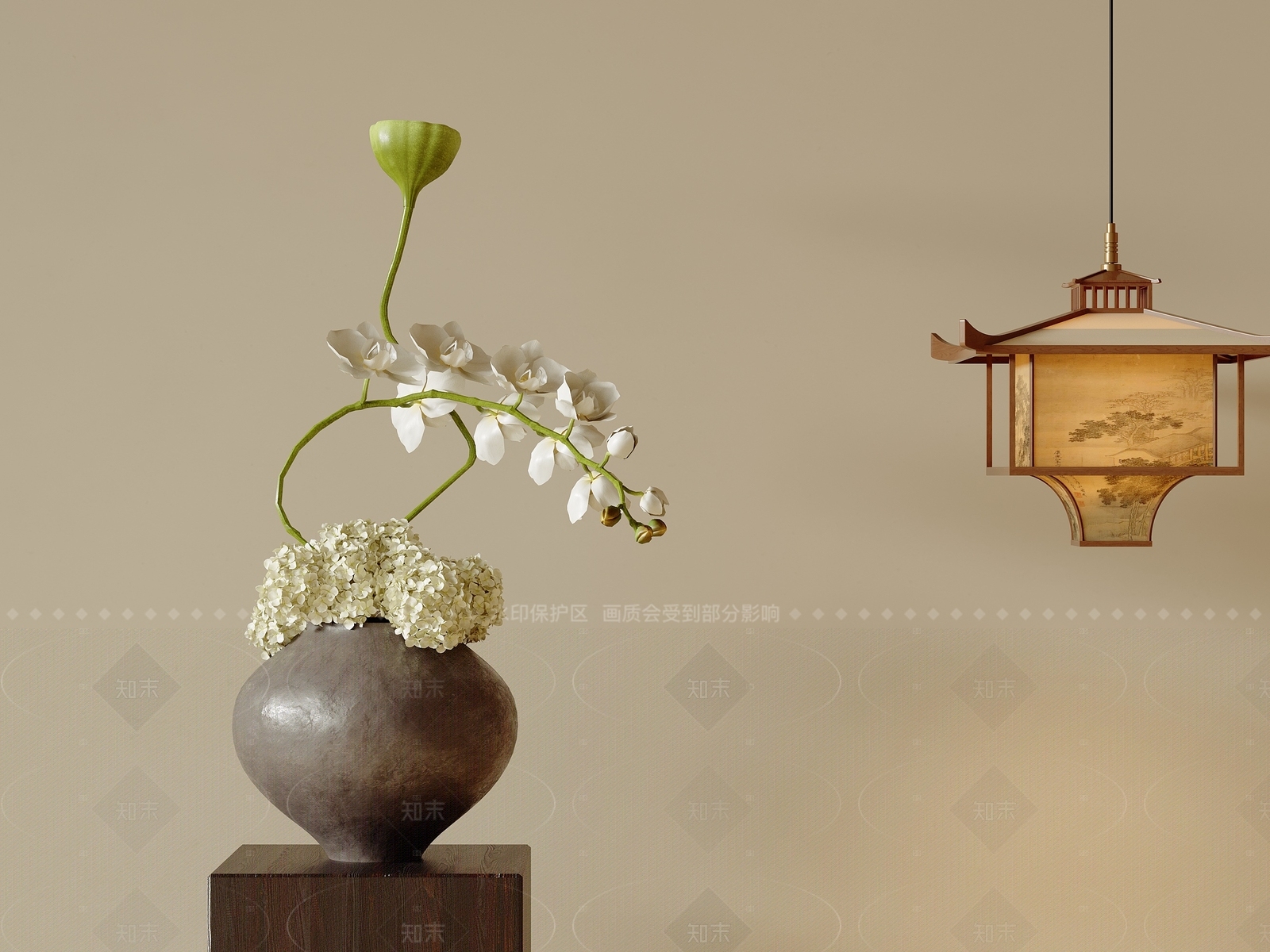 中古侘寂花艺3D模型下载【ID:1206721627】