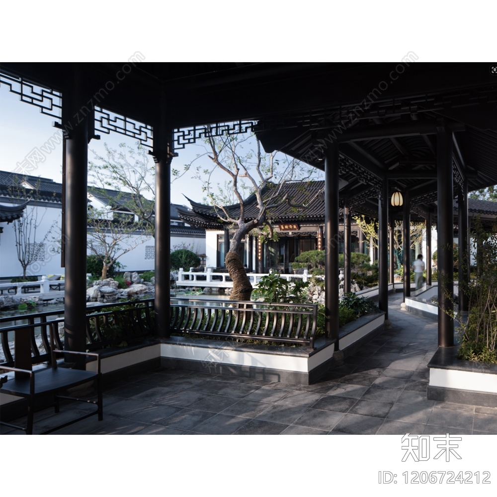 中式廊架施工图下载【ID:1206724212】