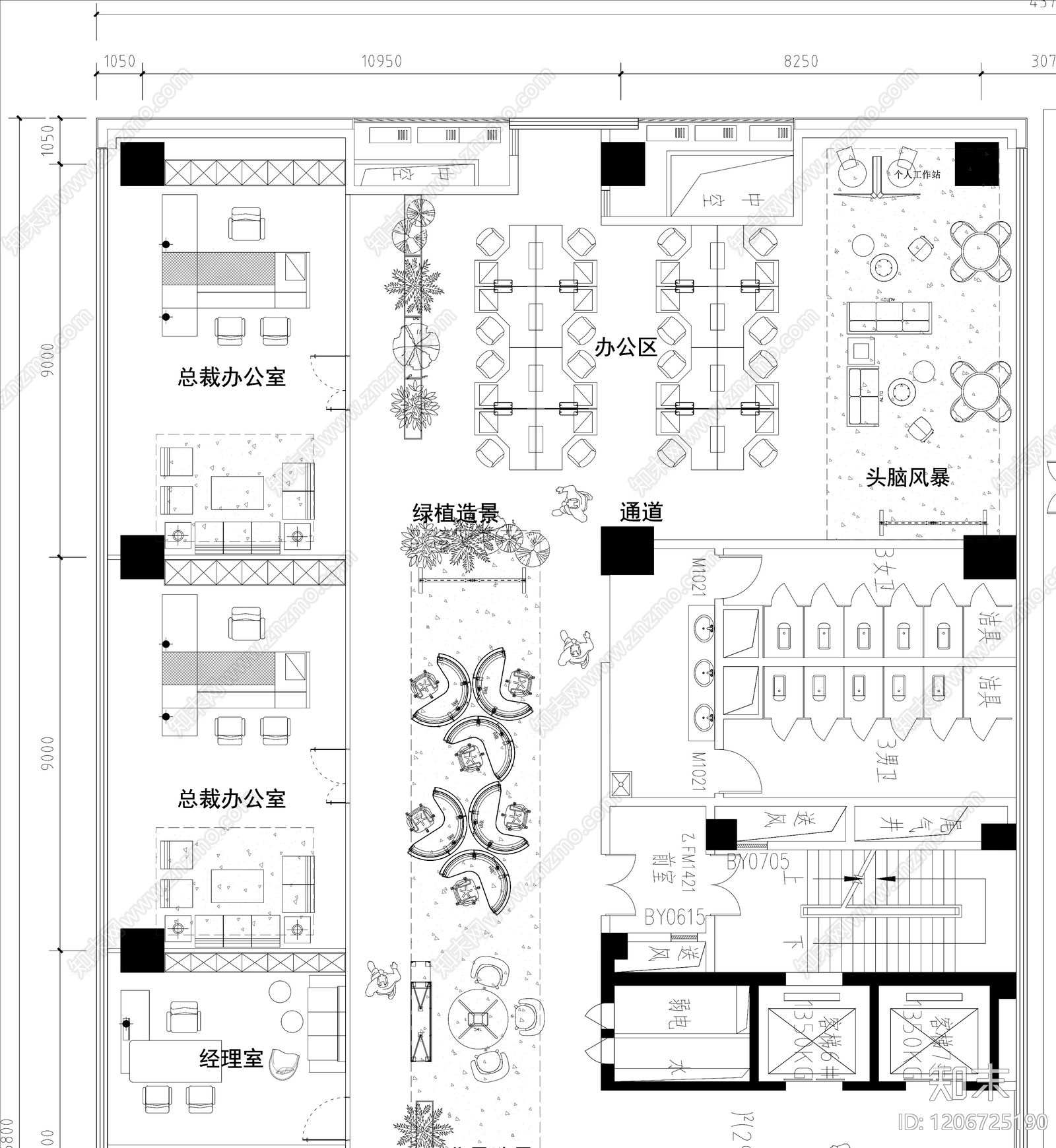 现代整体办公空间cad施工图下载【ID:1206725190】