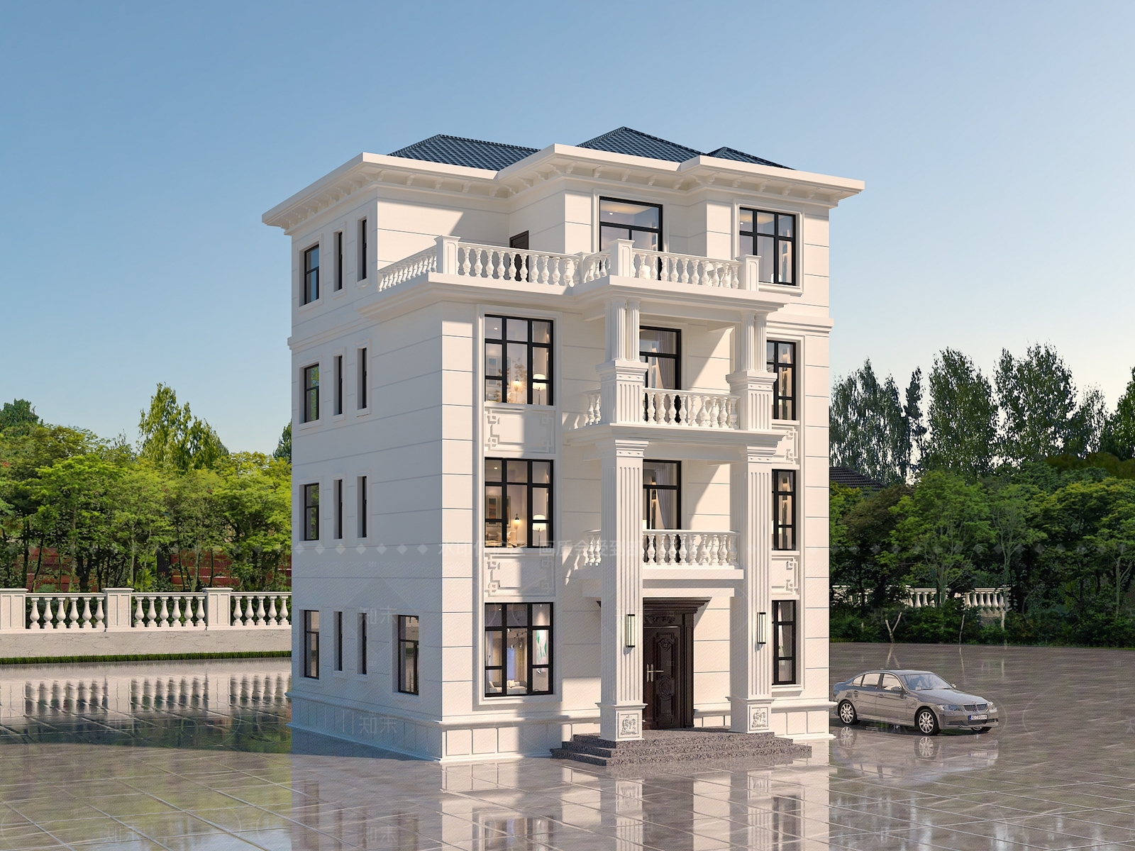 欧式法式独栋别墅3D模型下载【ID:1206726086】