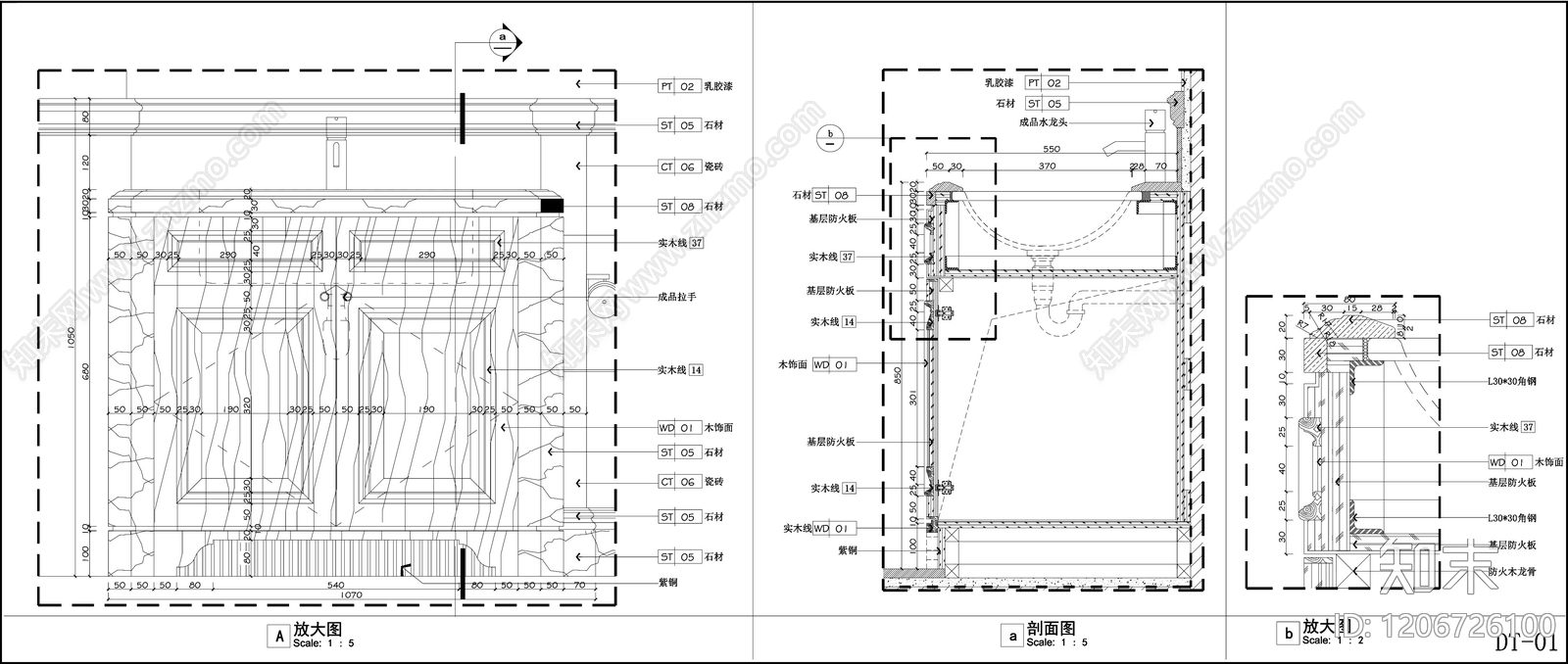 欧式法式卫生间cad施工图下载【ID:1206726100】