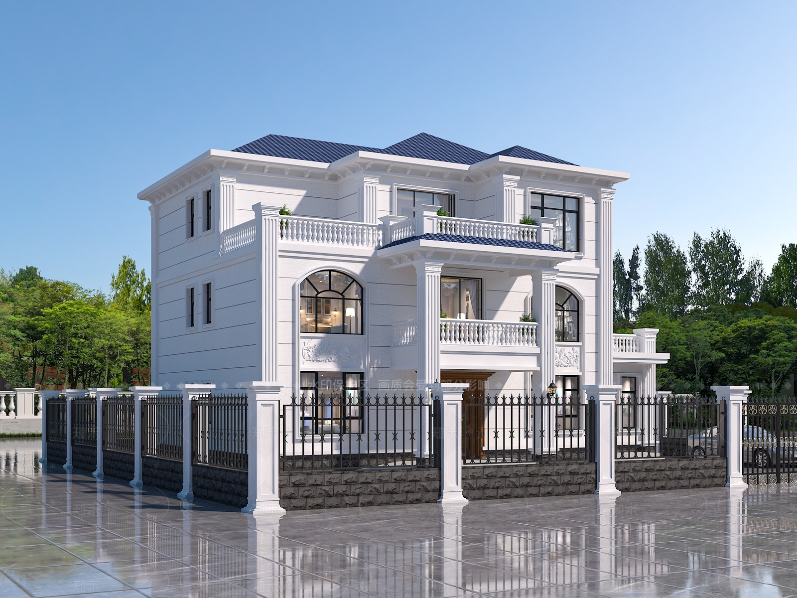 欧式独栋别墅3D模型下载【ID:1206726255】