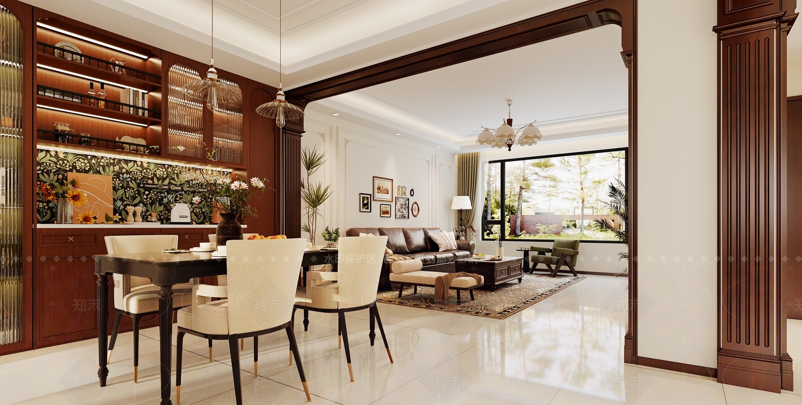 美式复古家居客厅3D模型下载【ID:1206729413】