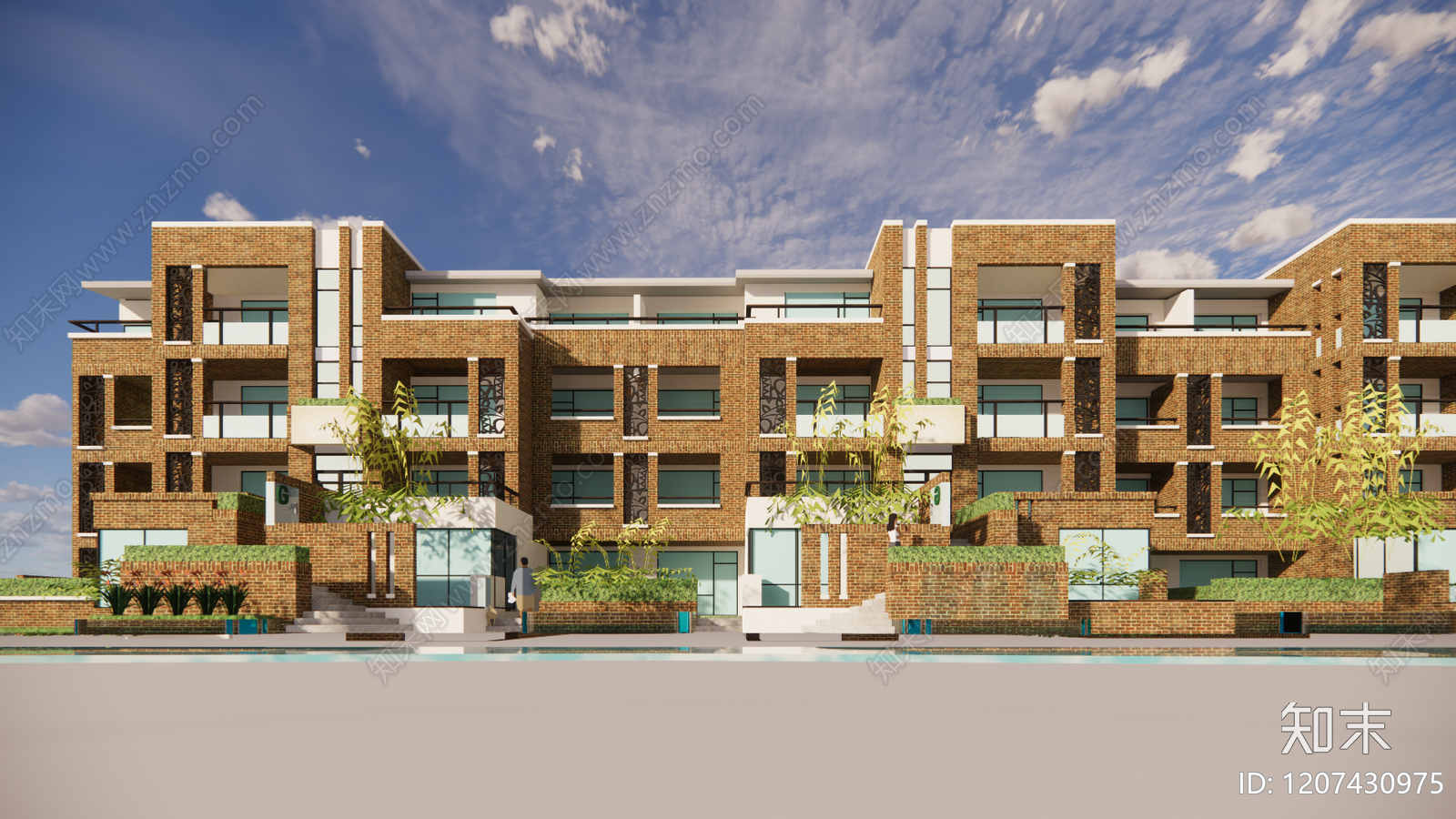 美式联排别墅SU模型下载【ID:1207430975】