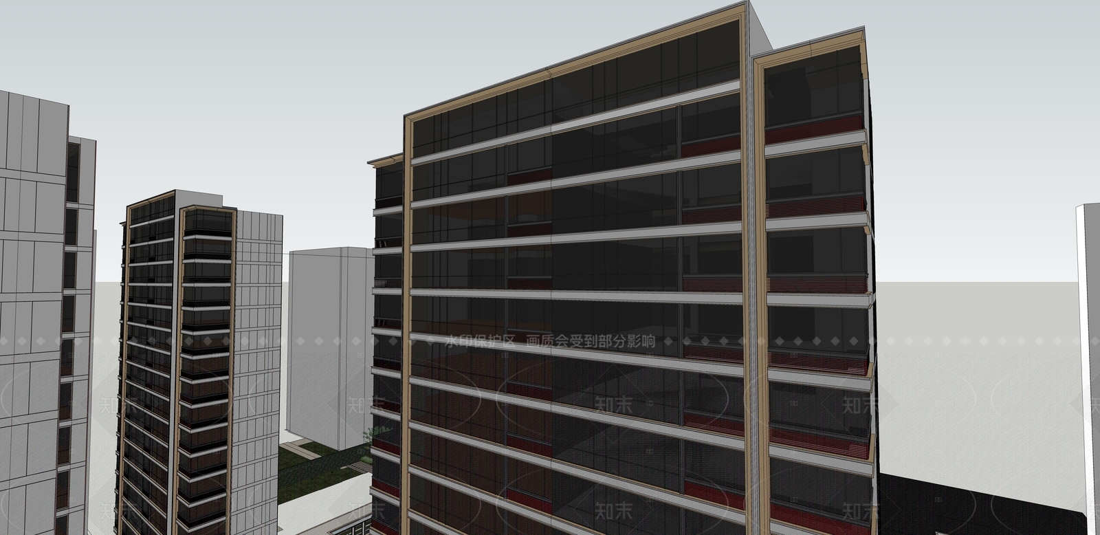 简约轻奢小区建筑SU模型下载【ID:1206737033】