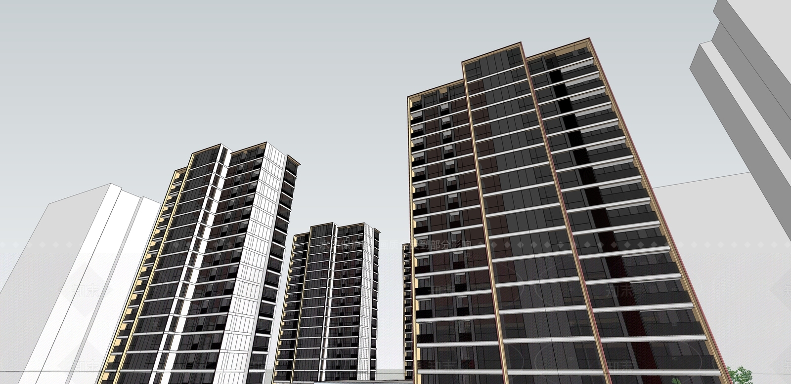 简约轻奢小区建筑SU模型下载【ID:1206737033】