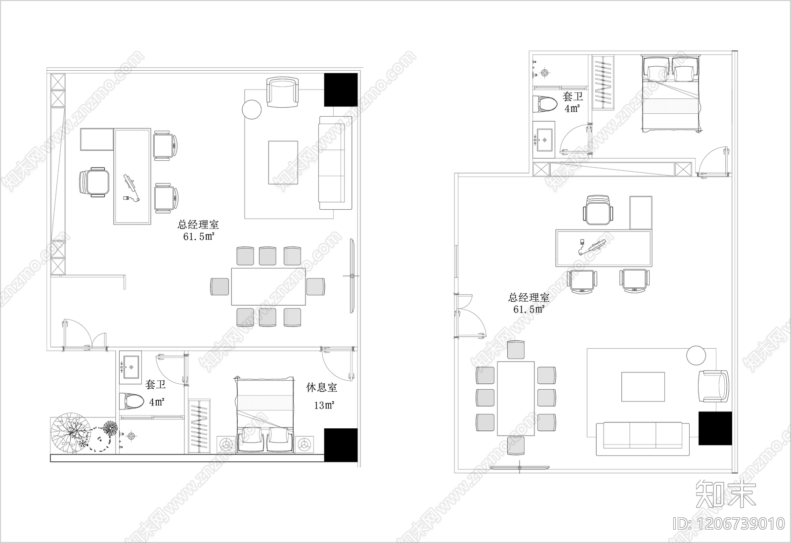 现代新中式独立办公室cad施工图下载【ID:1206739010】