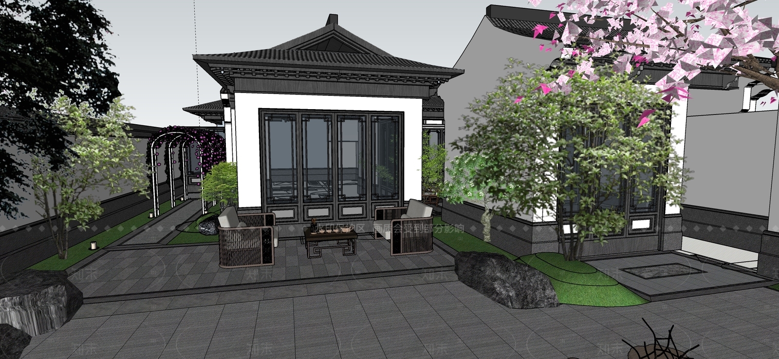 现代广场景观SU模型下载【ID:1206739576】