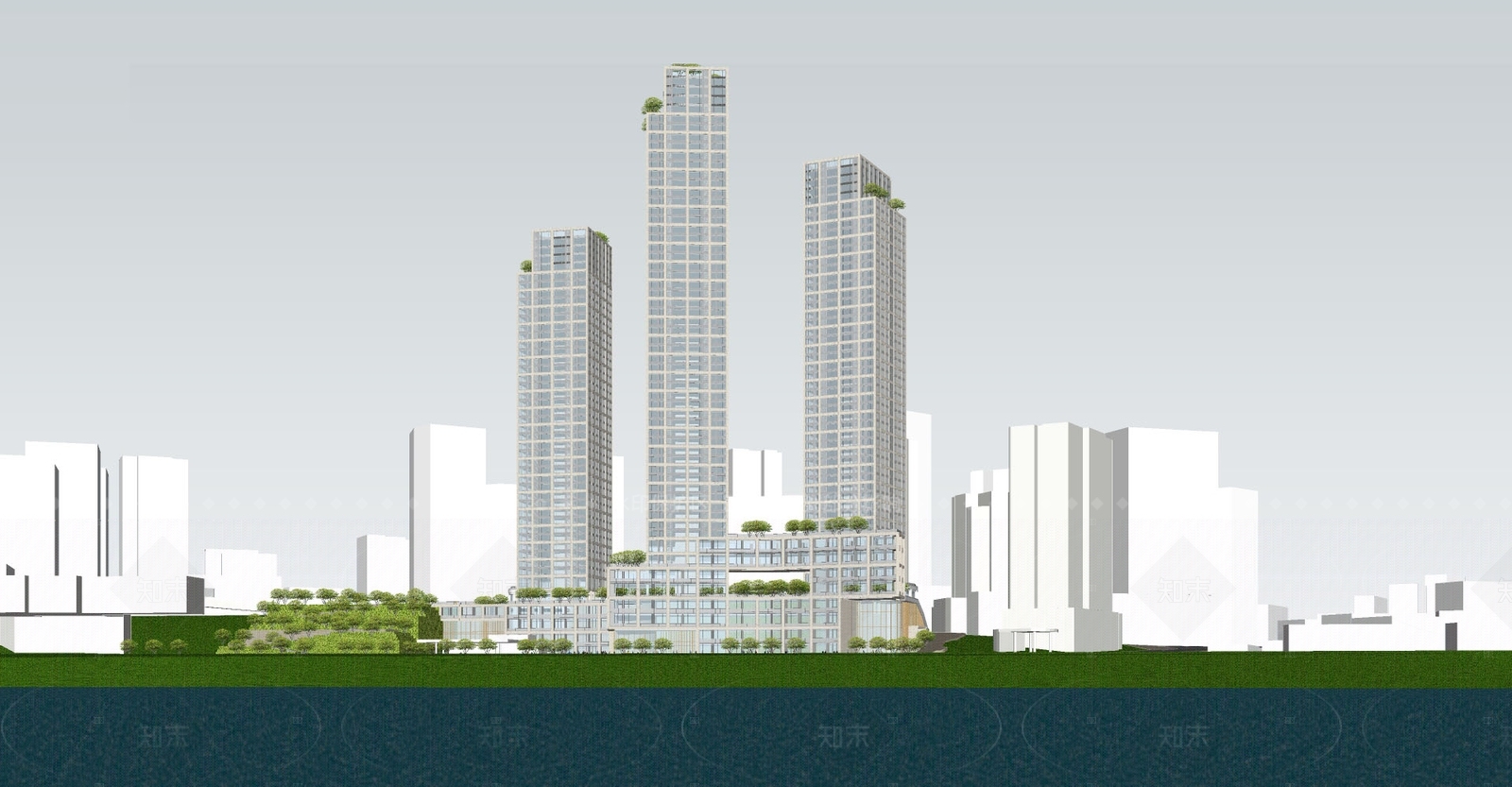 现代酒店建筑SU模型下载【ID:1206745203】