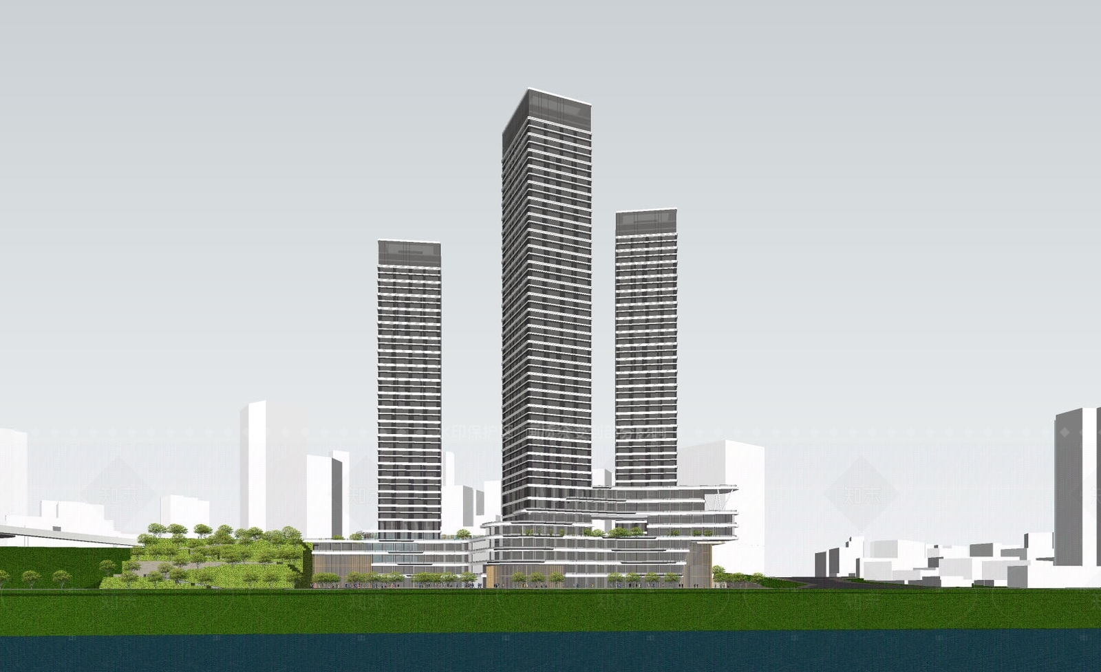 现代酒店建筑SU模型下载【ID:1206746175】