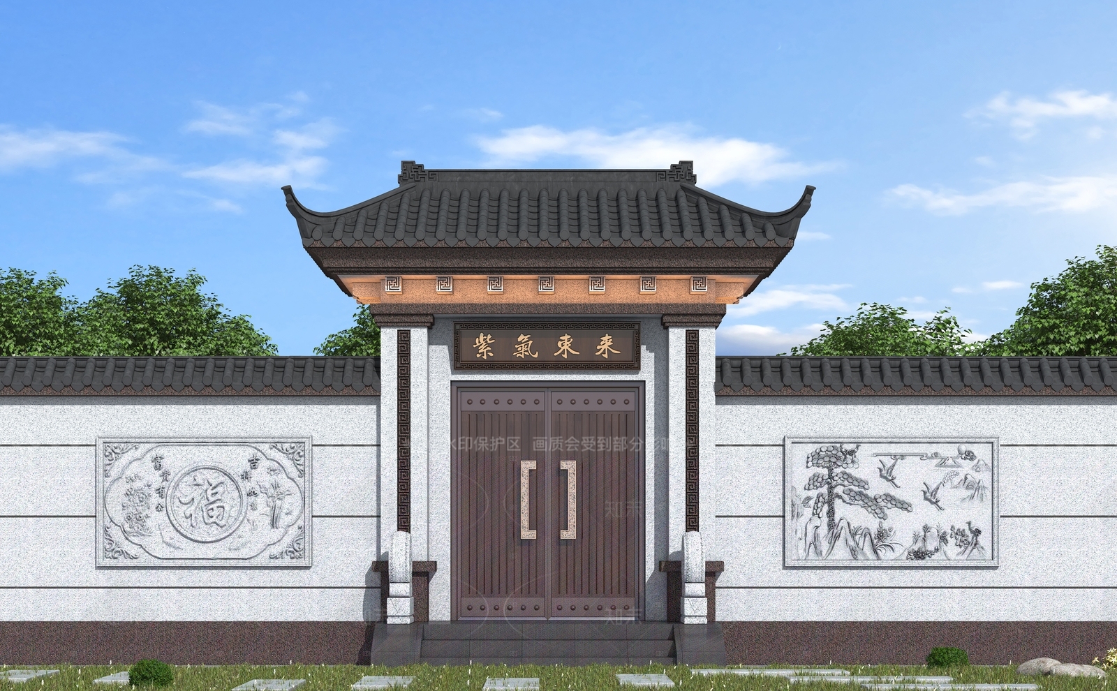中式新中式大门SU模型下载【ID:1206746167】