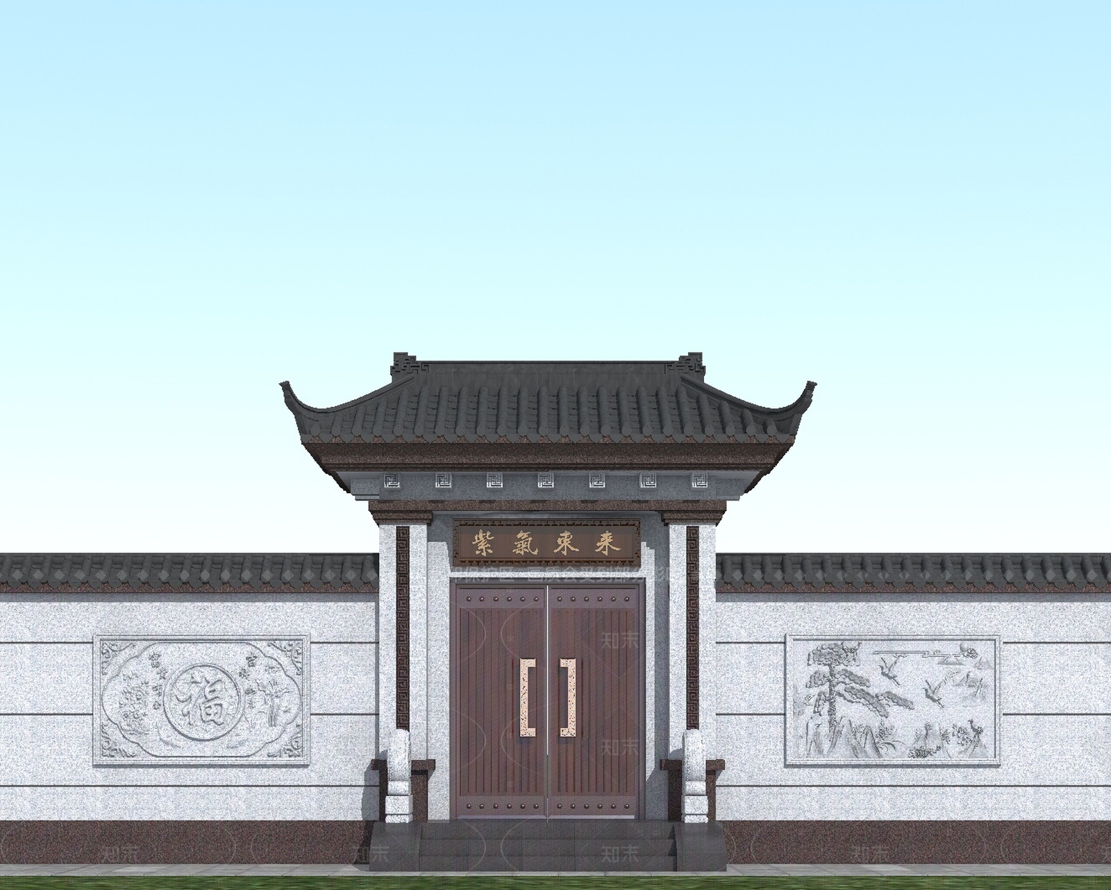 中式新中式大门SU模型下载【ID:1206746167】