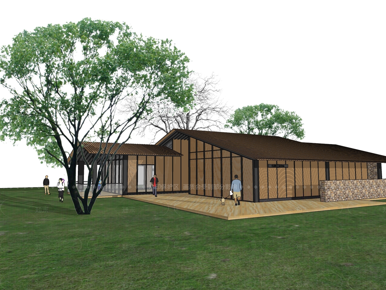 现代新中式小公建SU模型下载【ID:1206748758】