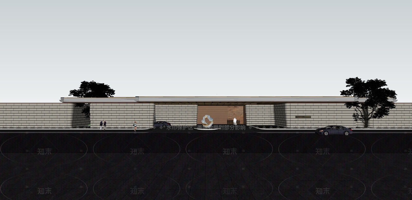 简约轻奢售楼处建筑SU模型下载【ID:1206749219】