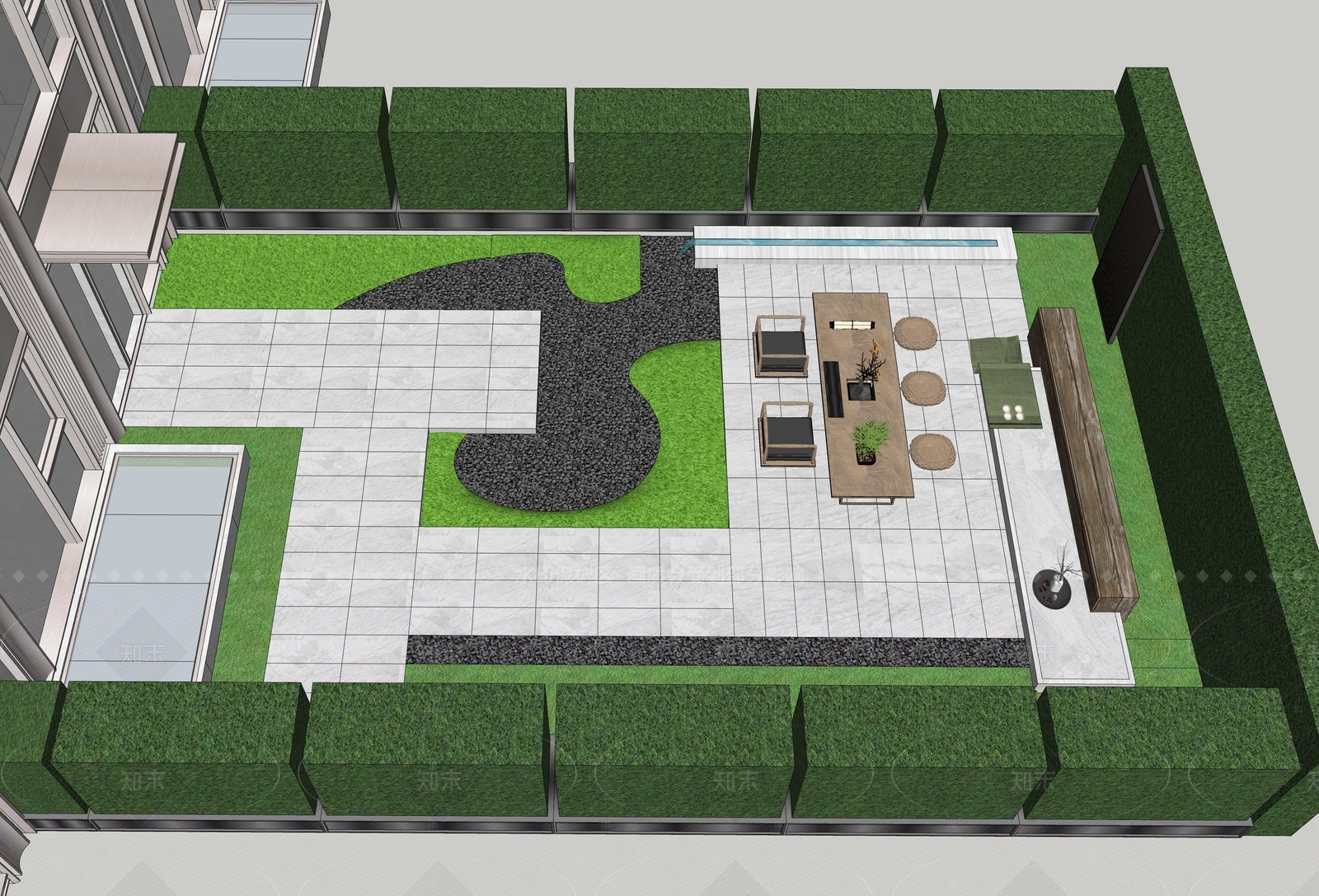 现代日式休憩花园SU模型下载【ID:1206751353】