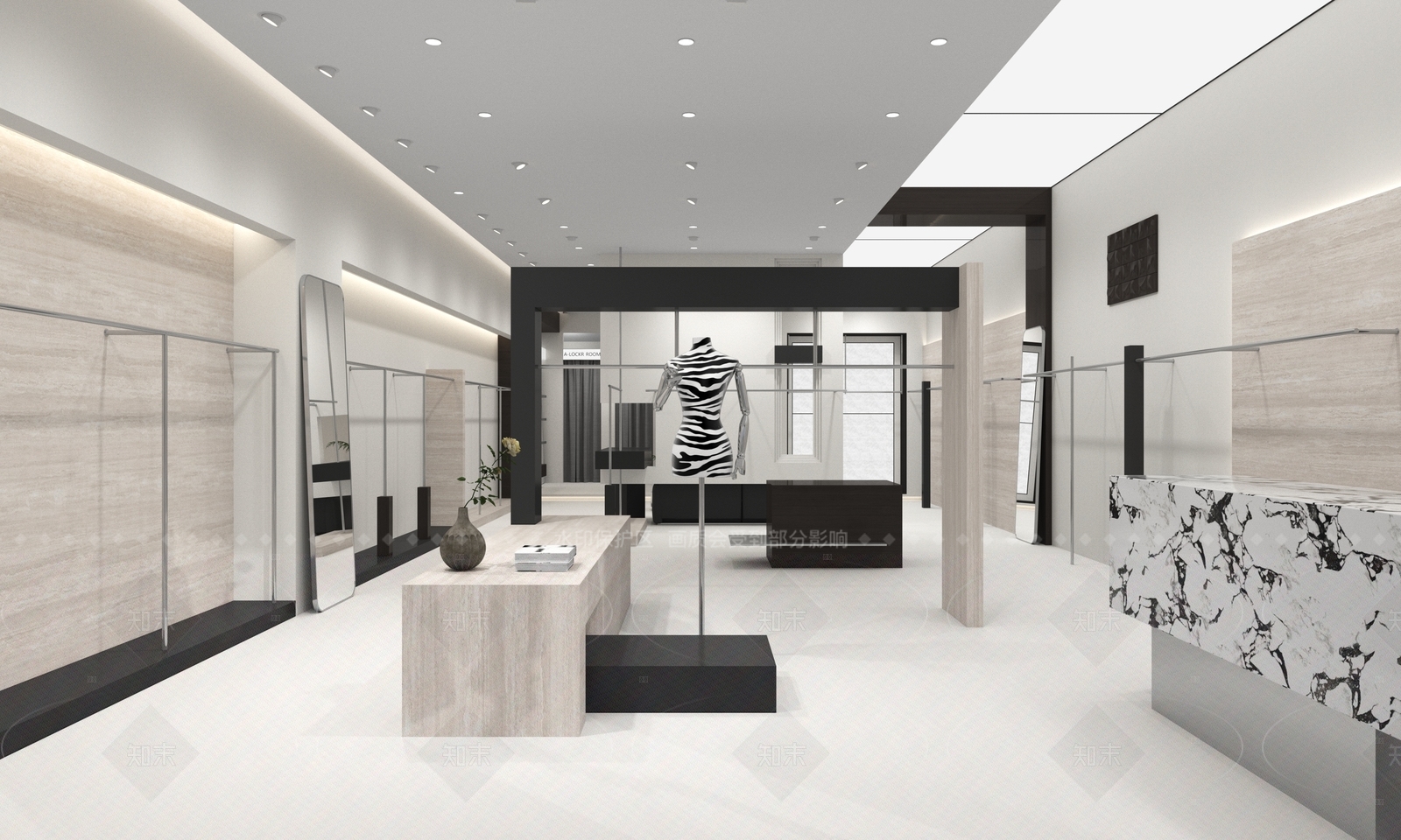 极简奶油服装店3D模型下载【ID:1206752893】