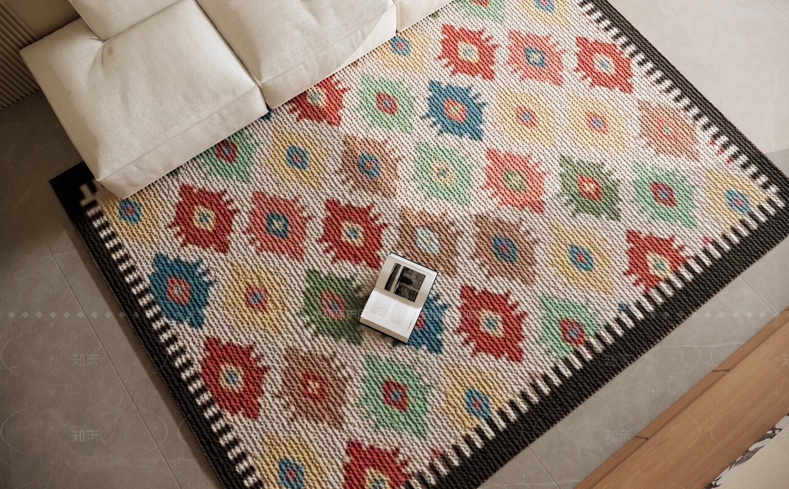 中古奶油地毯SU模型下载【ID:1206772228】