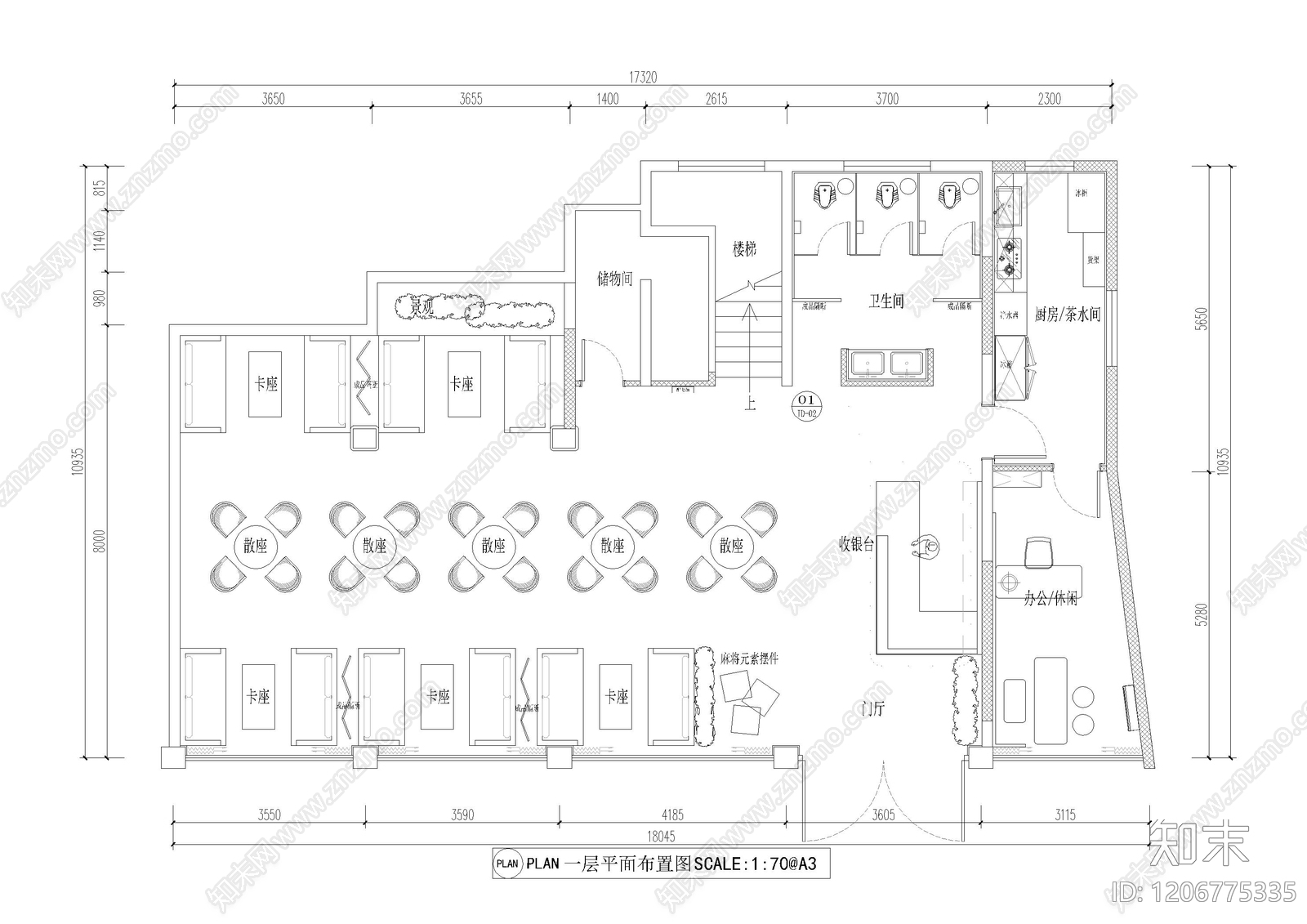 现代棋牌室cad施工图下载【ID:1206775335】