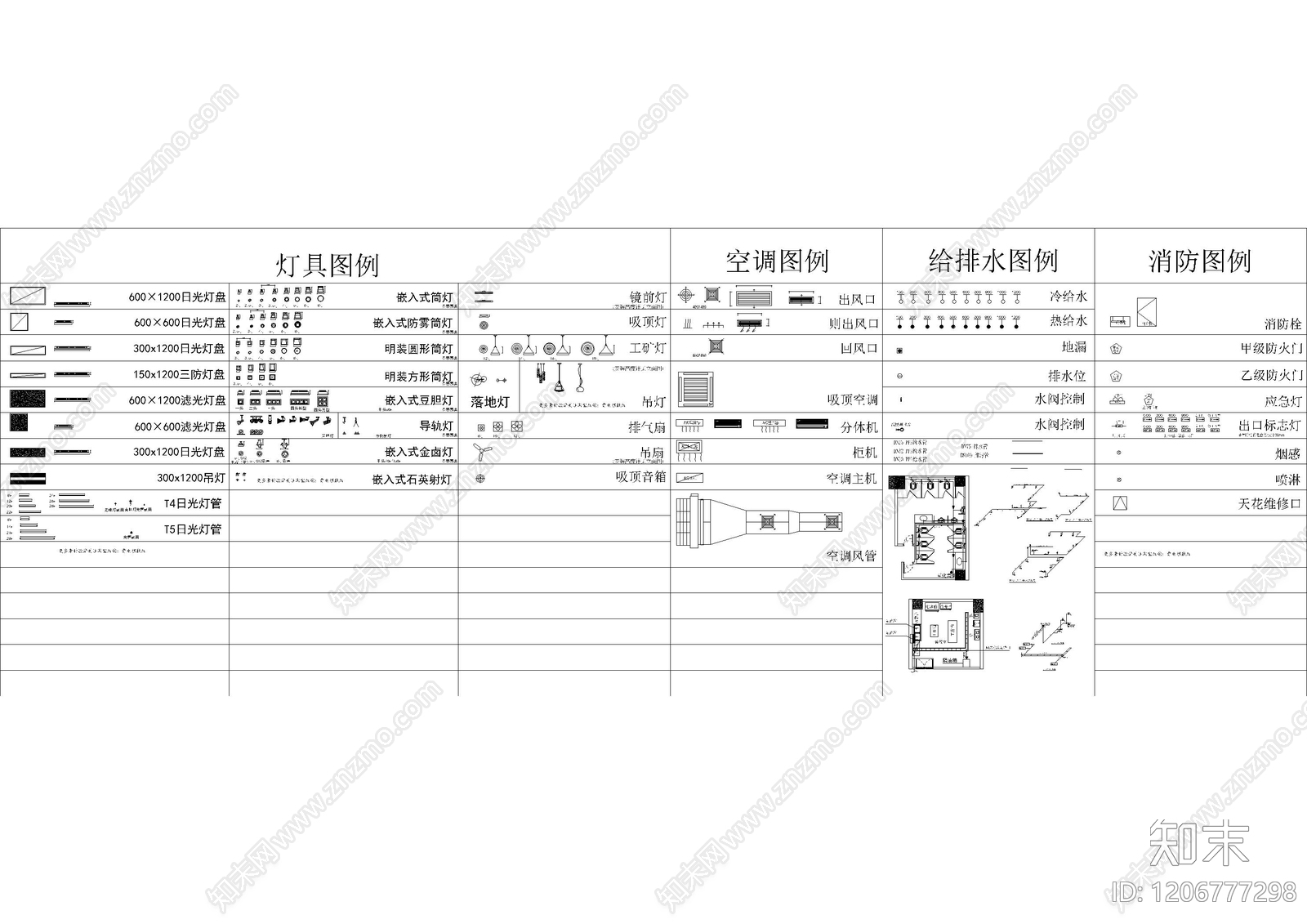 现代图例cad施工图下载【ID:1206777298】