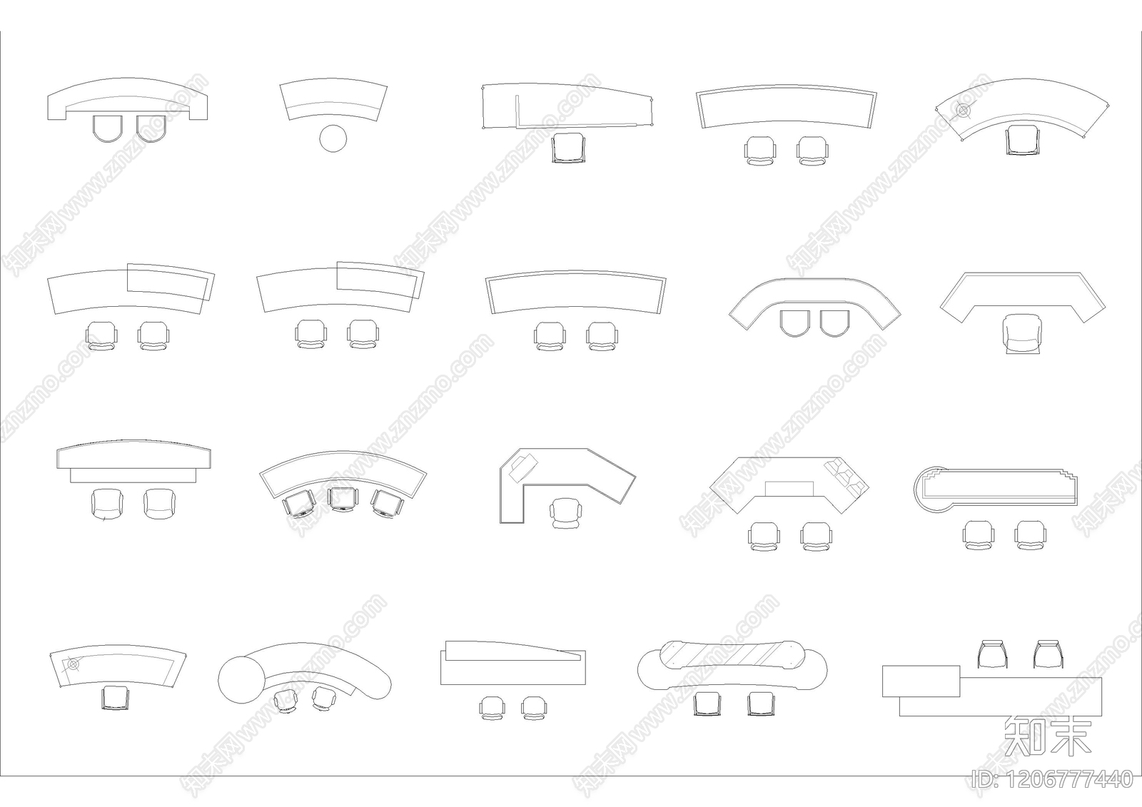 办公家具图库cad施工图下载【ID:1206777440】