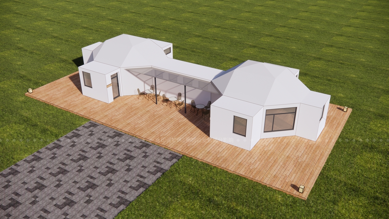 现代极简民宿建筑SU模型下载【ID:1206779021】