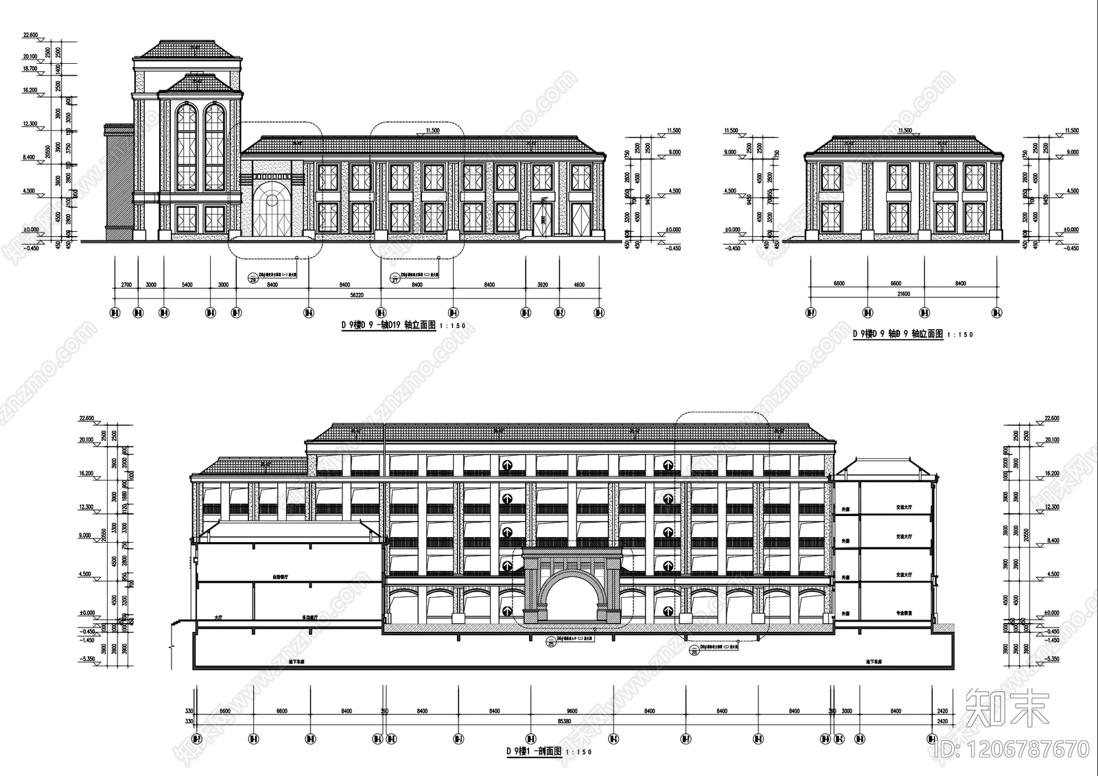 现代中式学校cad施工图下载【ID:1206787670】