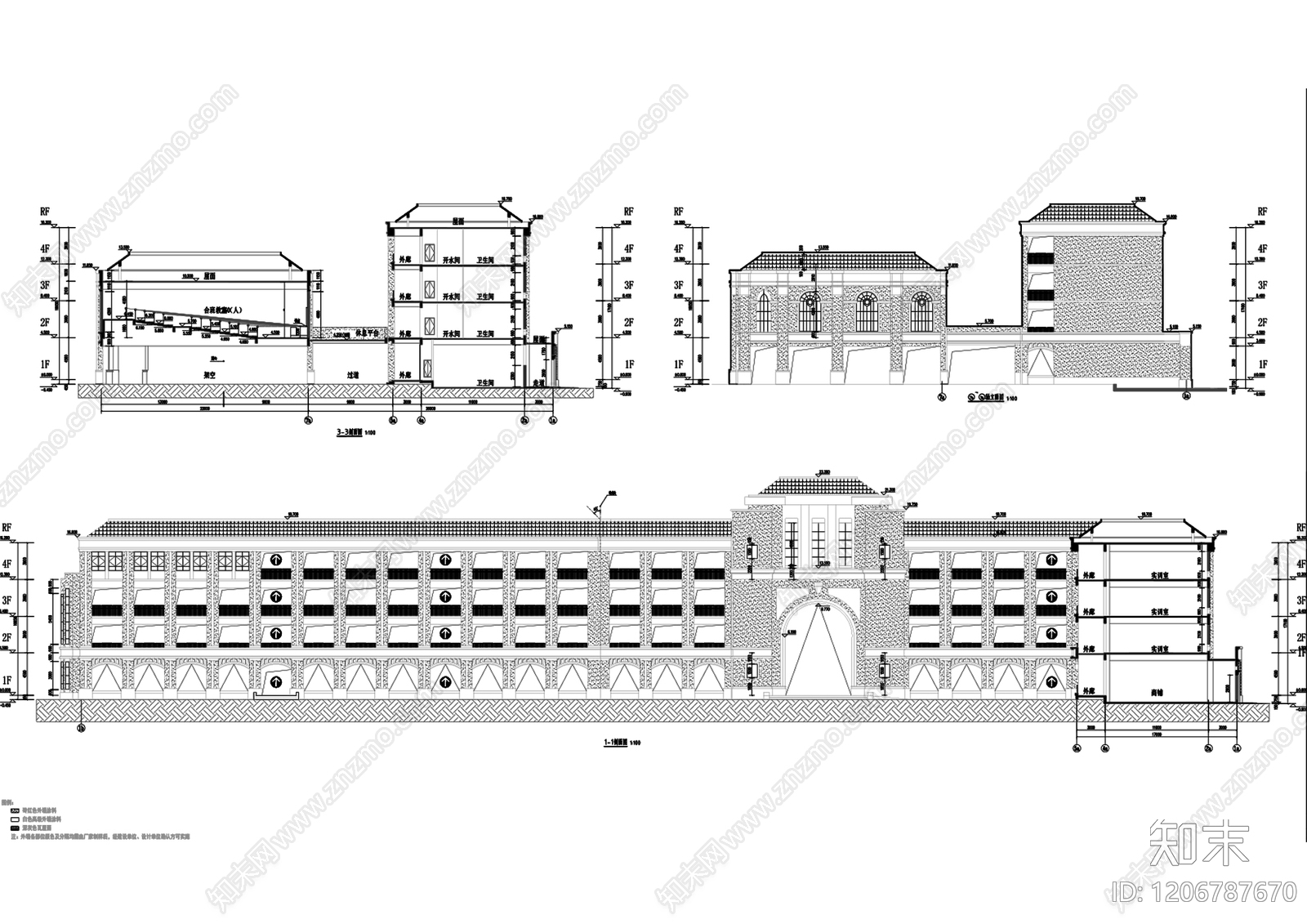 现代中式学校cad施工图下载【ID:1206787670】