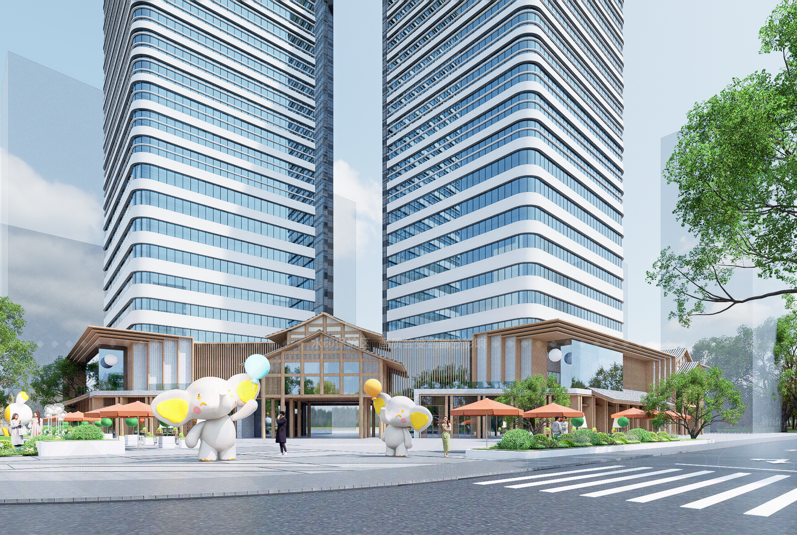 现代酒店建筑SU模型下载【ID:1206789055】